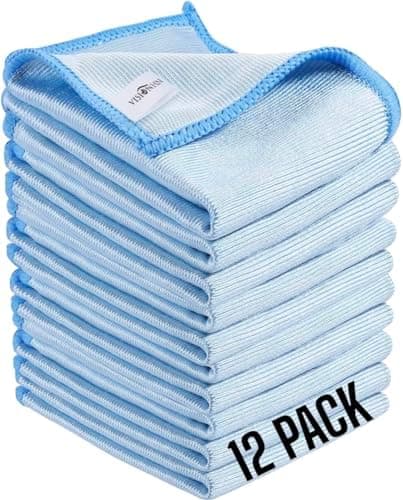 Visionhnn 12 PCS Microfibre Cleaning Cloths, Tea Towels Super Soft ...