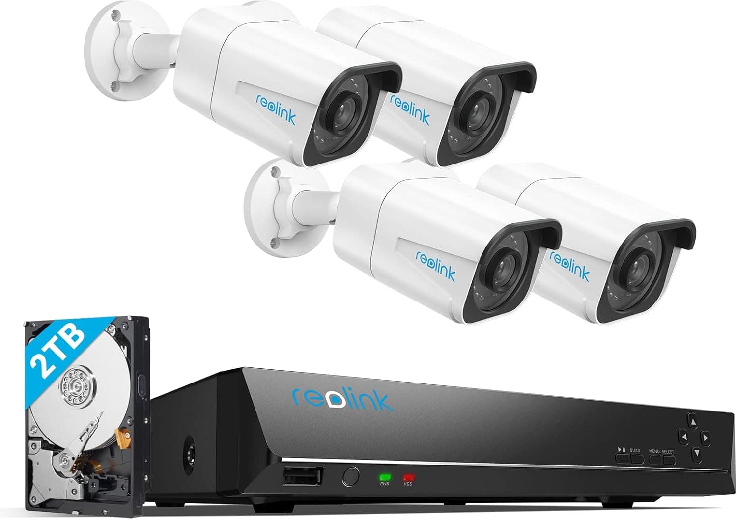 Reolink 4K PoE Security Camera System H.265, 4pcs 8MP Person/Vehicle ...