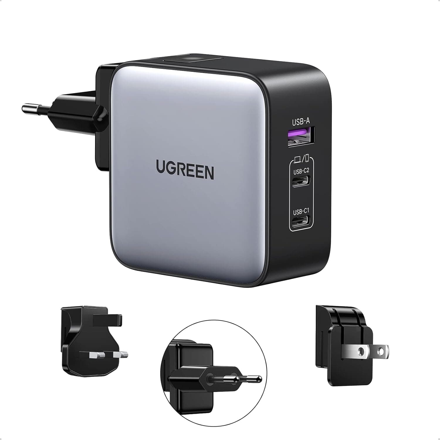 Amazon.com: UGREEN 65W USB C Charger Nexode GaN Fast Wall Charger 3 ...
