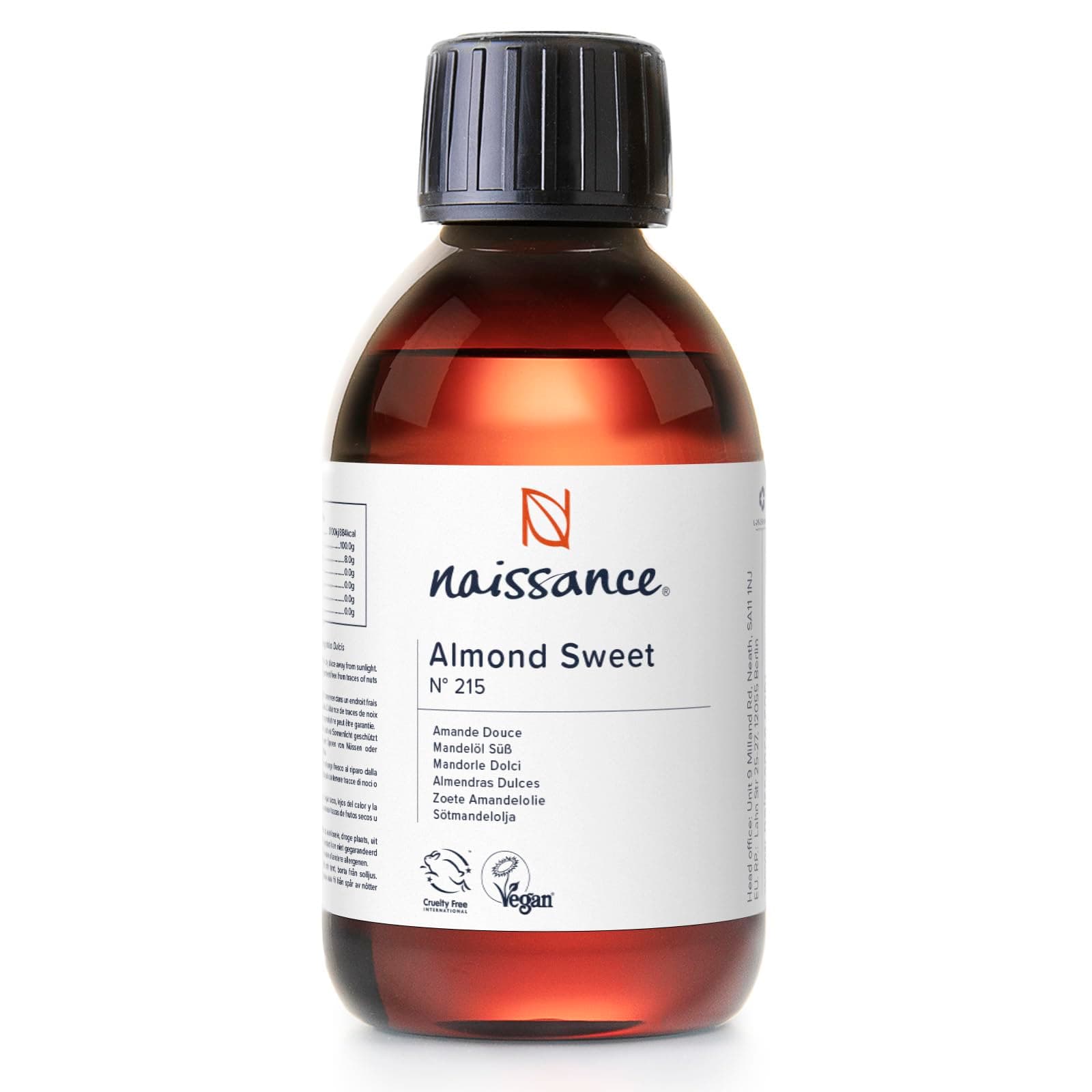 Naissance Sweet Almond Oil (no. 215) 250ml – for Skin, Hair, Massage ...