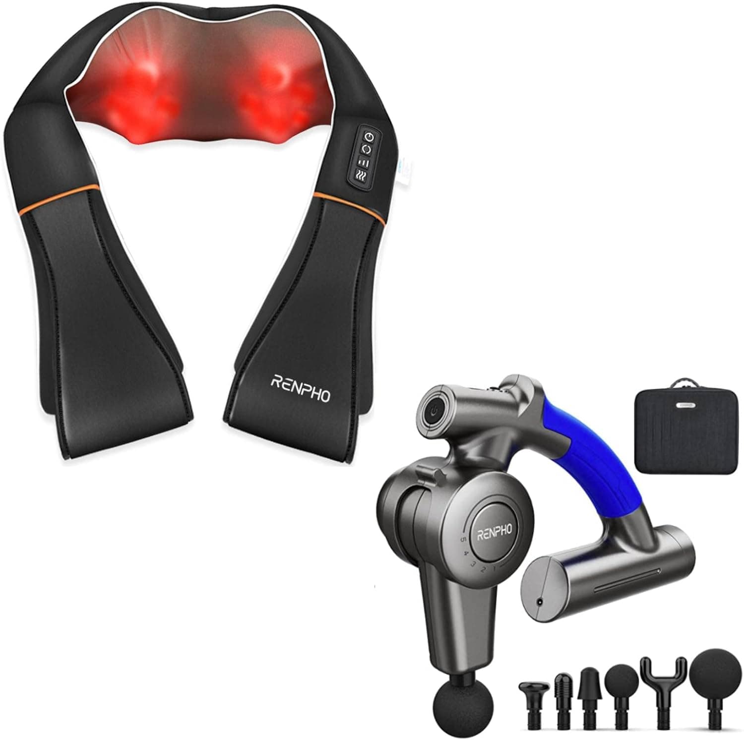 Amazon.com: RENPHO Shiatsu Neck and Shoulder Back Massager with Heat ...