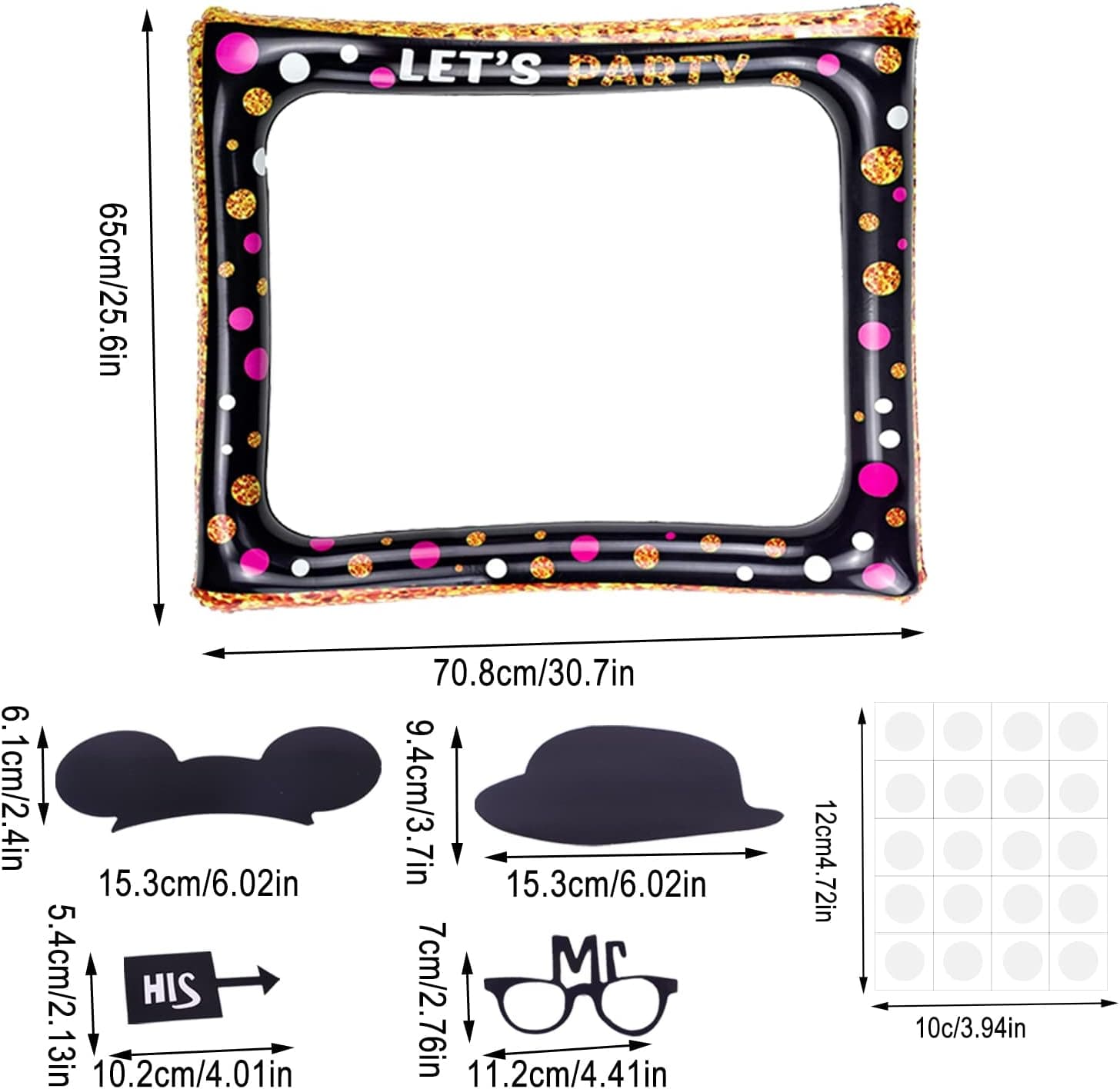 32PCS Birthday Inflatable Selfie Frame and Photo Booth Props Inflatable ...