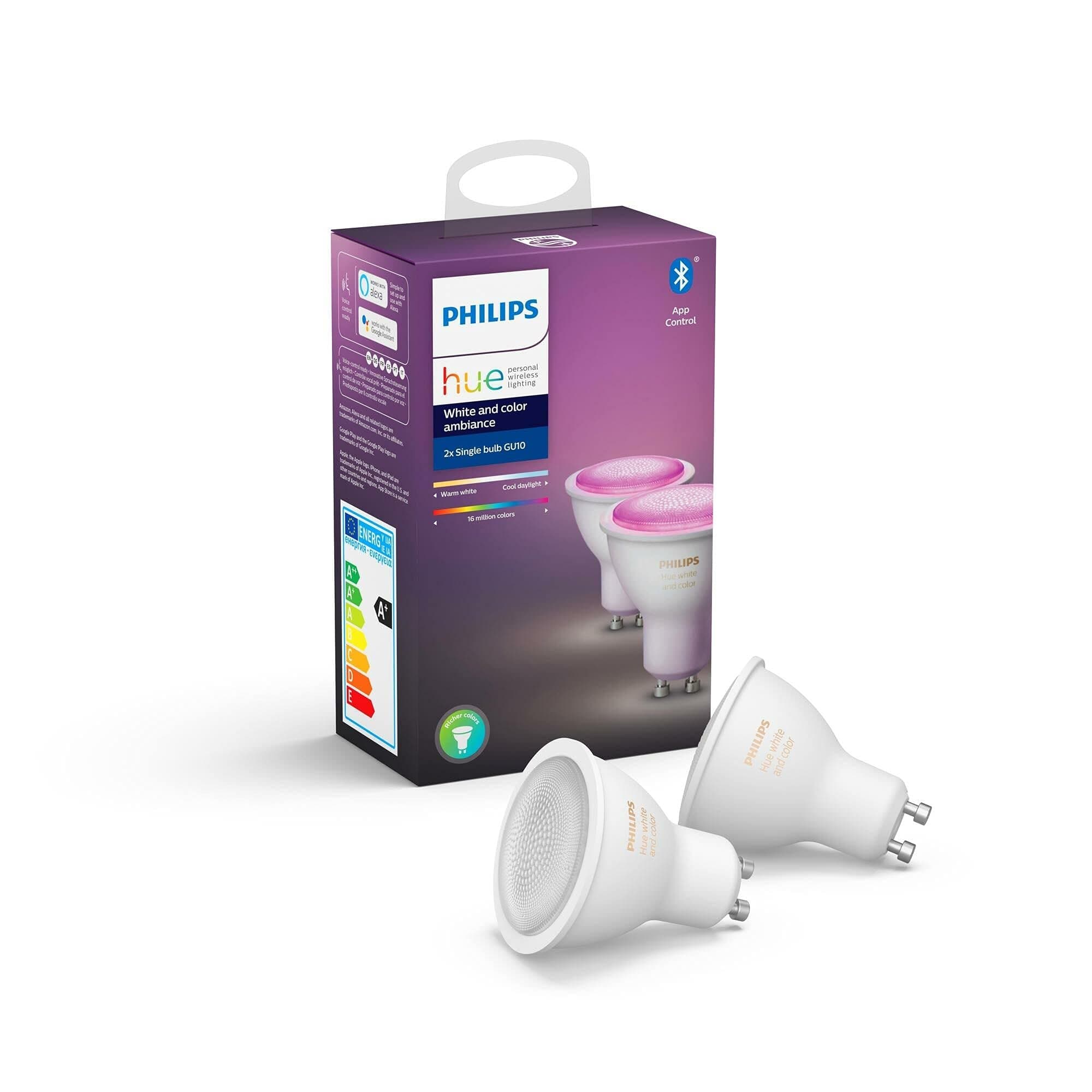 Philips Hue White and Colour Ambiance Smart SpotLight Twin Pack LED ...