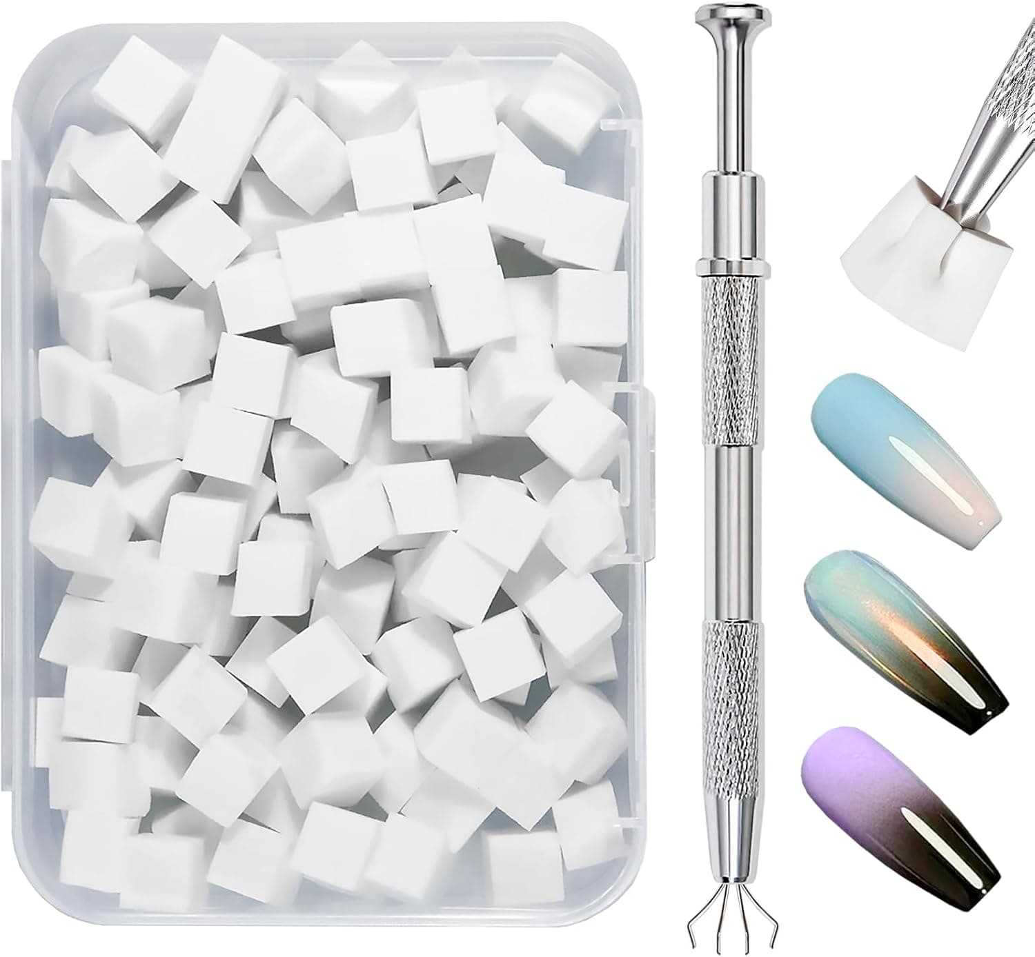 Qufiiry 100 PCS Nail Sponges for Ombré, Nail Art Tools Sponge Brush ...