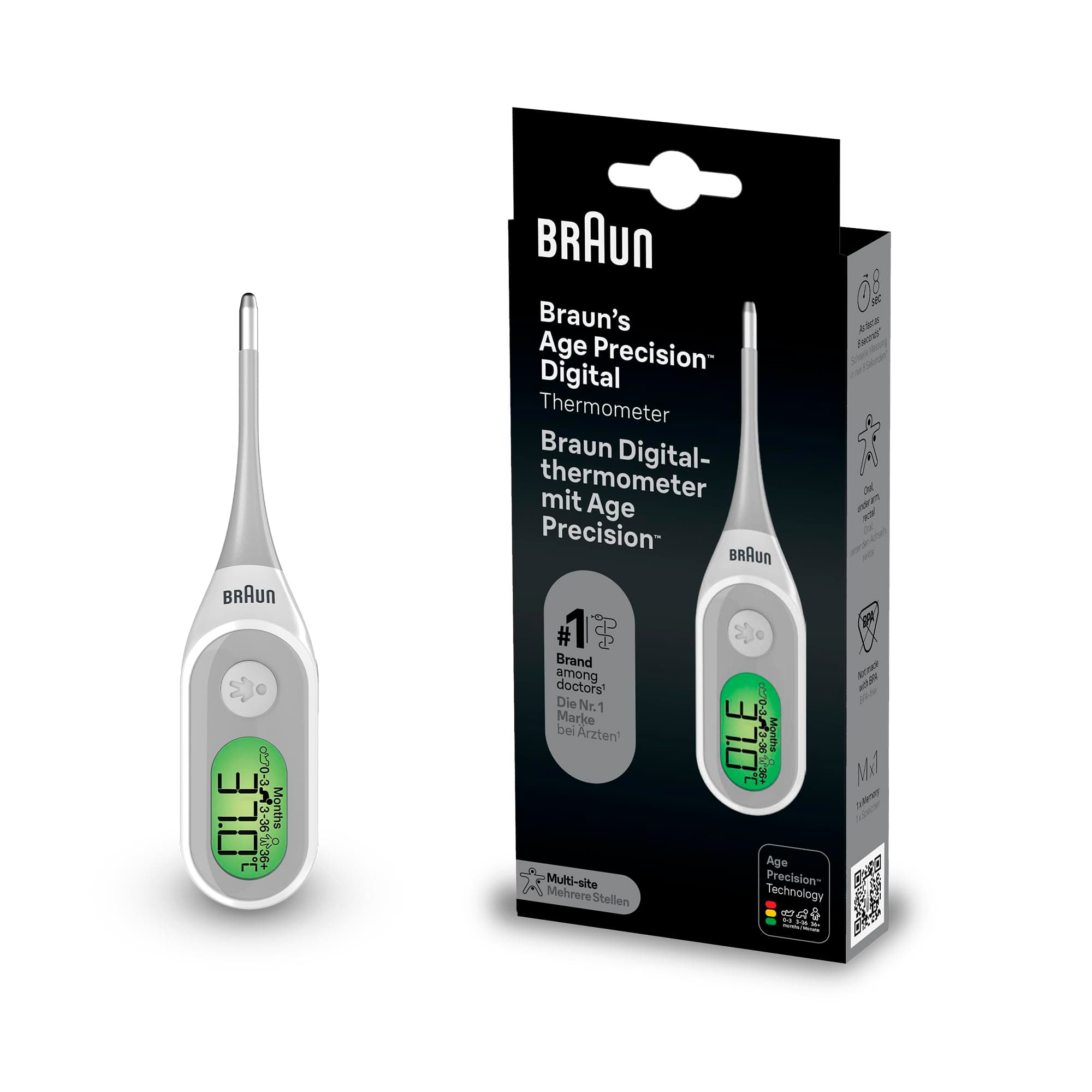 Braun Age Precision Digital thermometer - Digital Stick for Multi-Site ...
