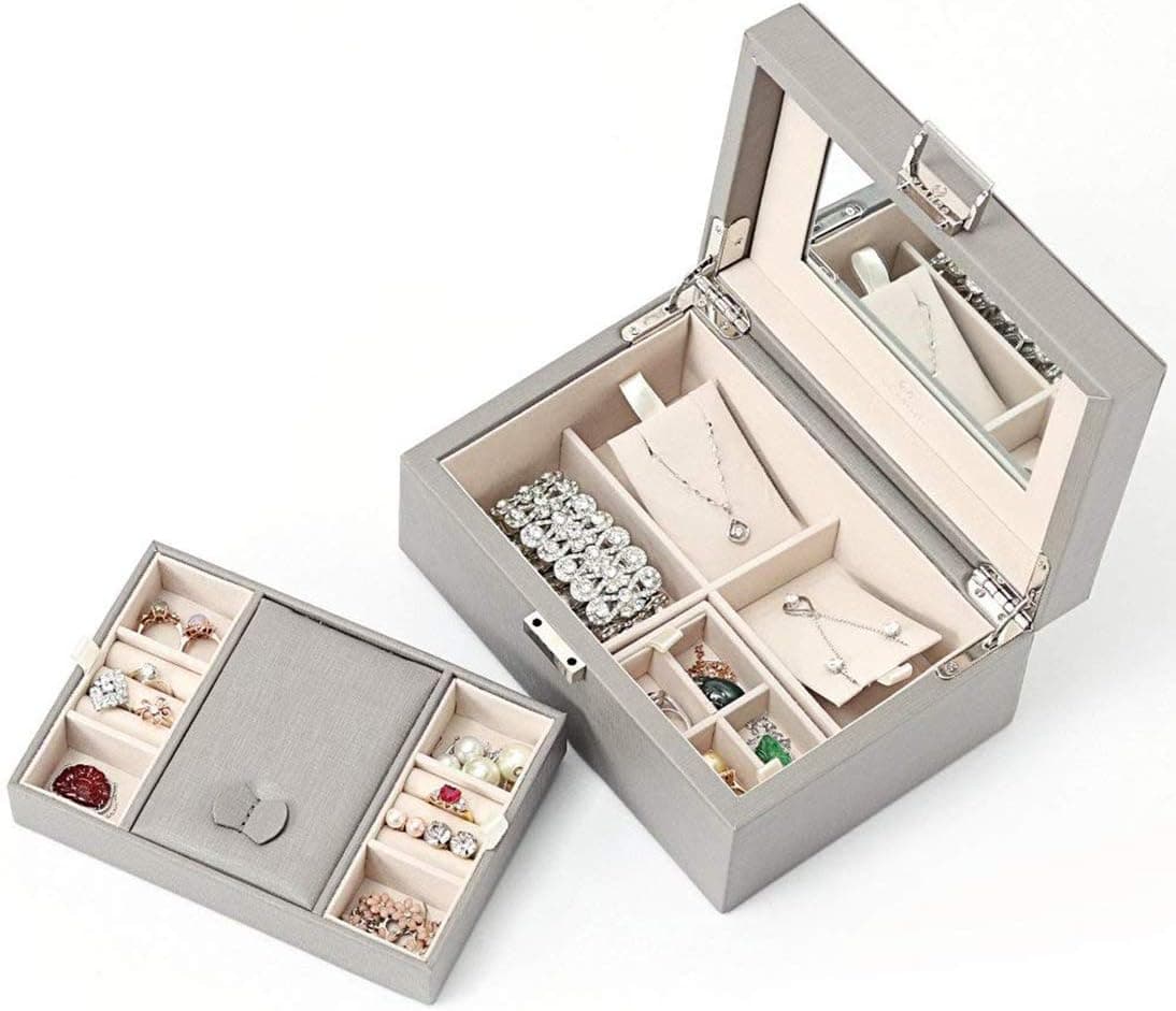 Amazon.com: Vlando Mirrored Jewelry Box Organizer - 2-Layer Multi ...