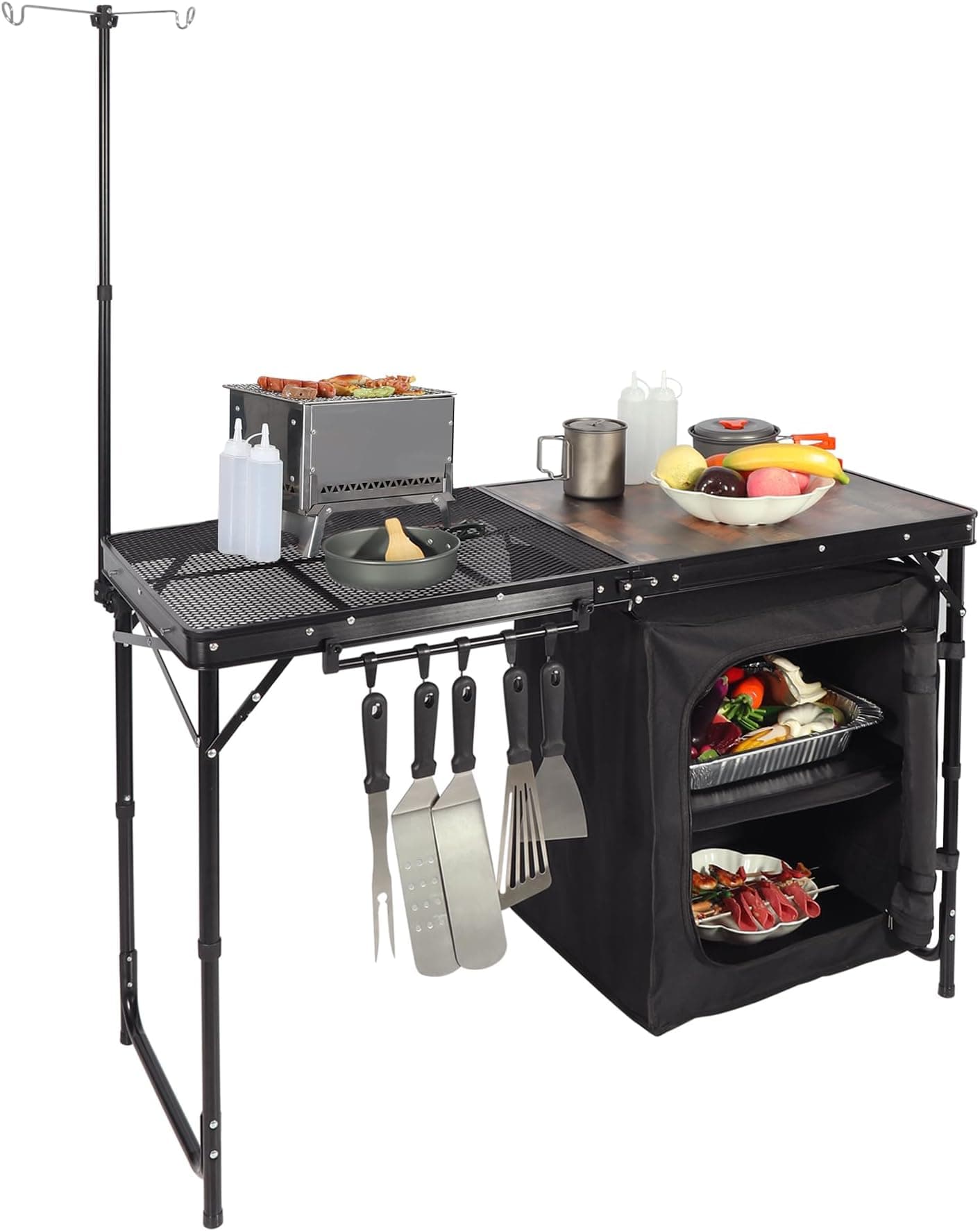Amazon.com: KingCamp Camping Kitchen Table with Windscreen, Camping ...