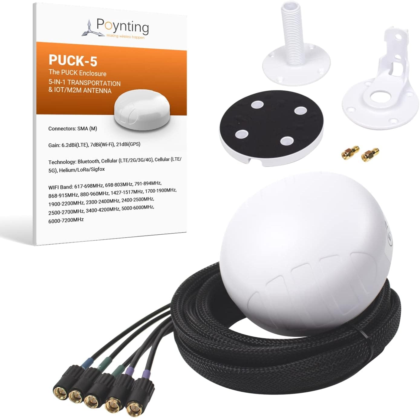 Amazon.com: Poynting Puck-5 5-in-1 Transportation & M2M/IOT Antenna ...