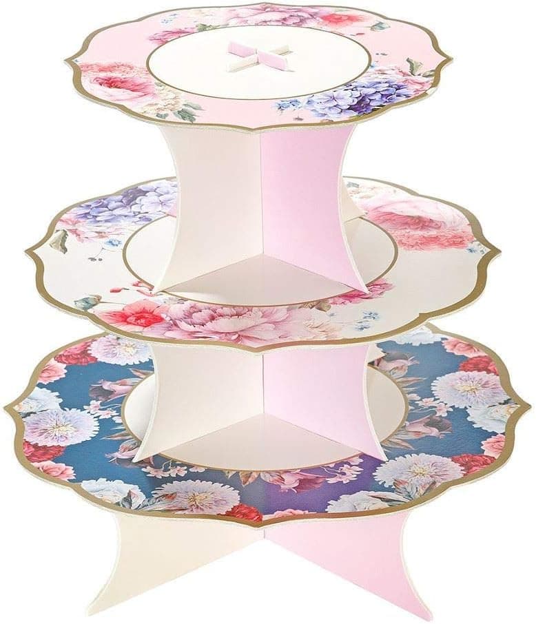 Talking Tables Reusable Floral 3 Tier Cake Stand for Mother's Day ...