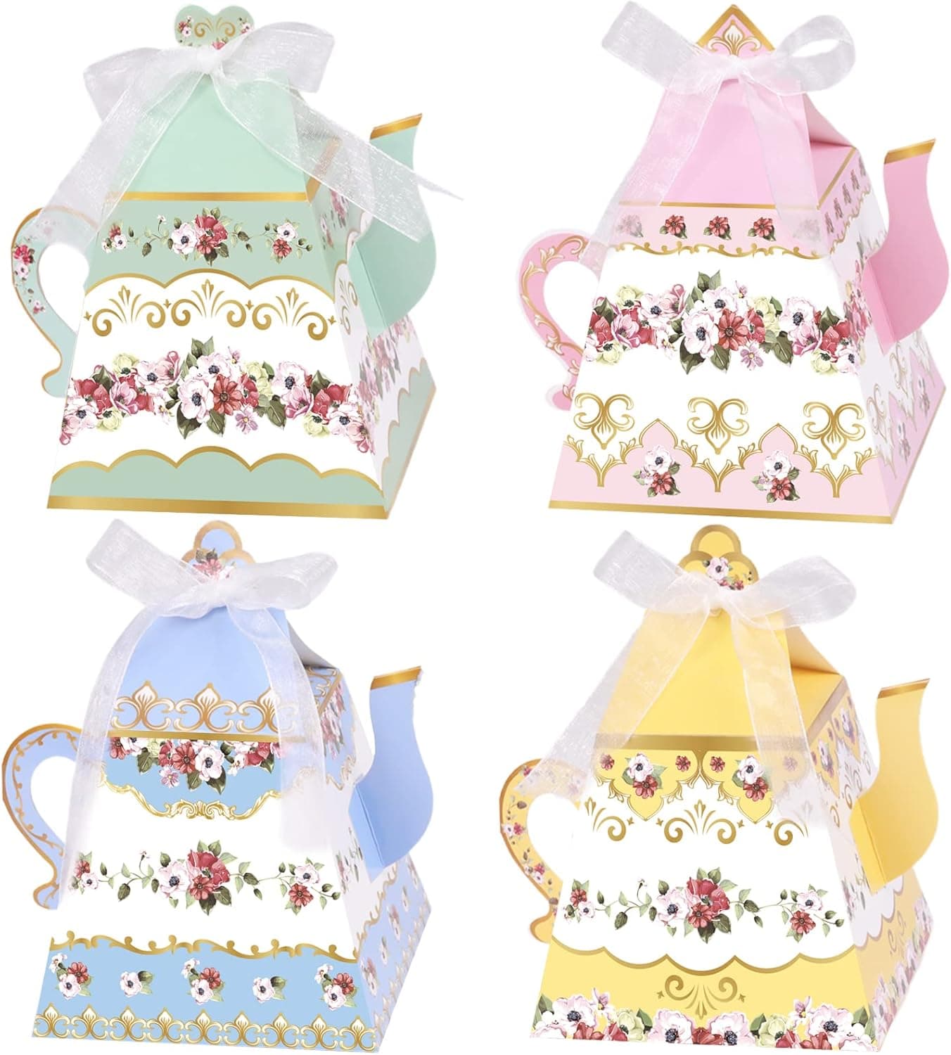 Amazon.com: 24Pcs Flower Tea Party Favor Gift Boxes Mini Teapot Candy ...