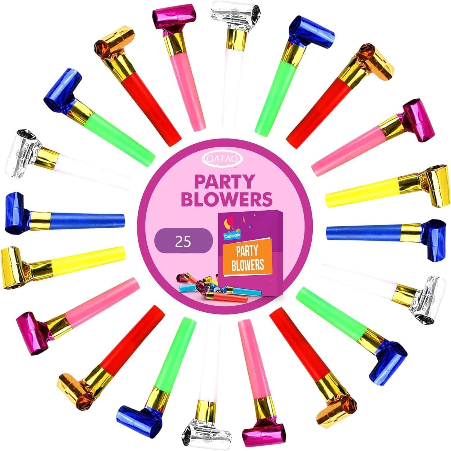 Amazon.com: 25pcs Small Party Blowers,Colourful Noisemakers Party ...