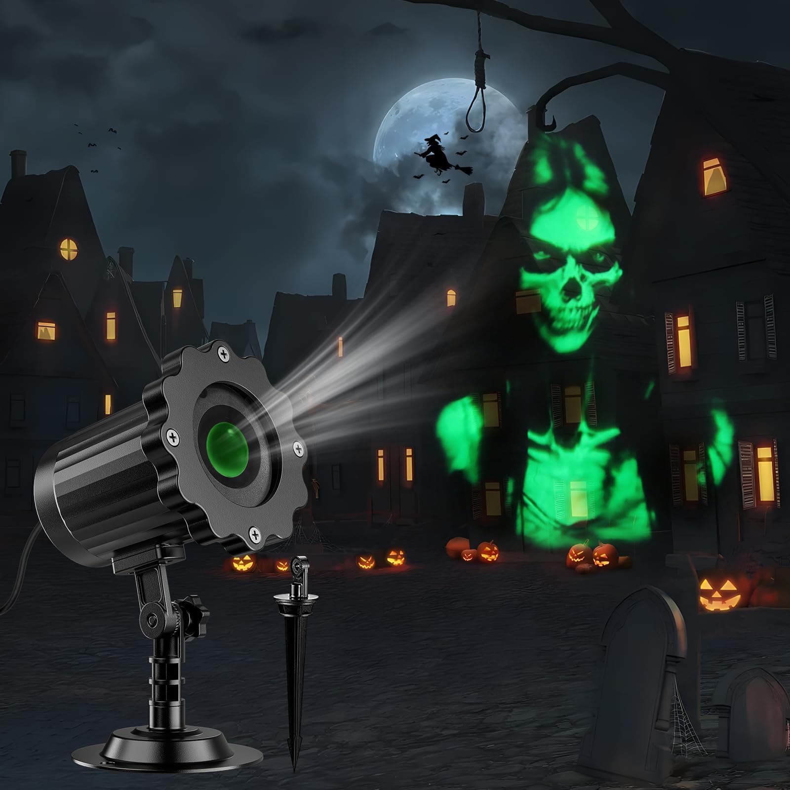 Amazon.com: Gemmy Halloween Light Projector, Whirling Skulls LED ...