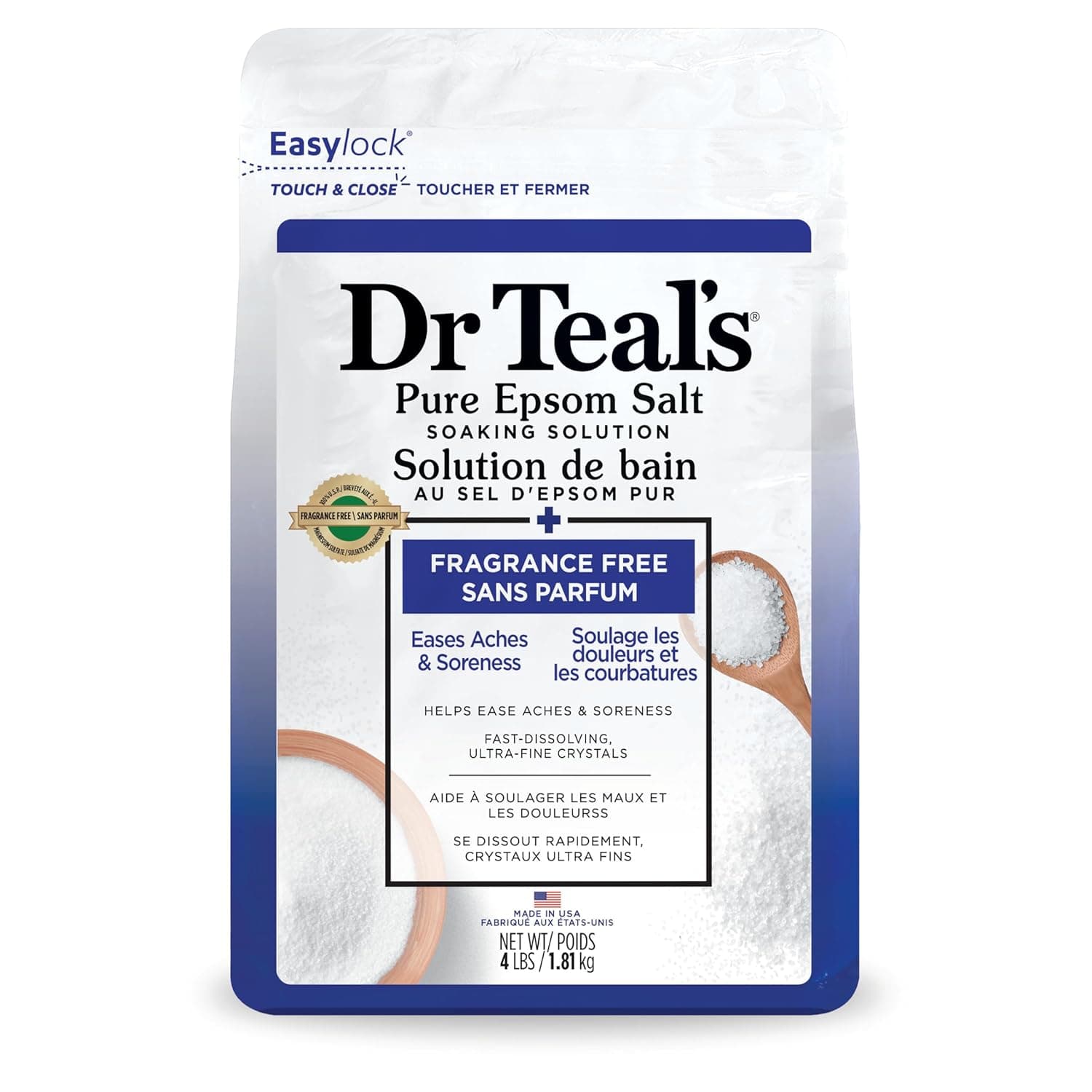 Amazon.com : Dr Teal's Pure Epsom Salt Soak, Fragrance Free, 4 Pound ...