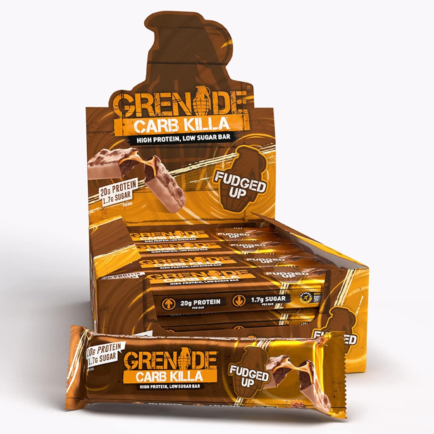 Grenade Carb Killa High Protein and Low Carb Bar, 12 x 60 g - Fudged Up ...