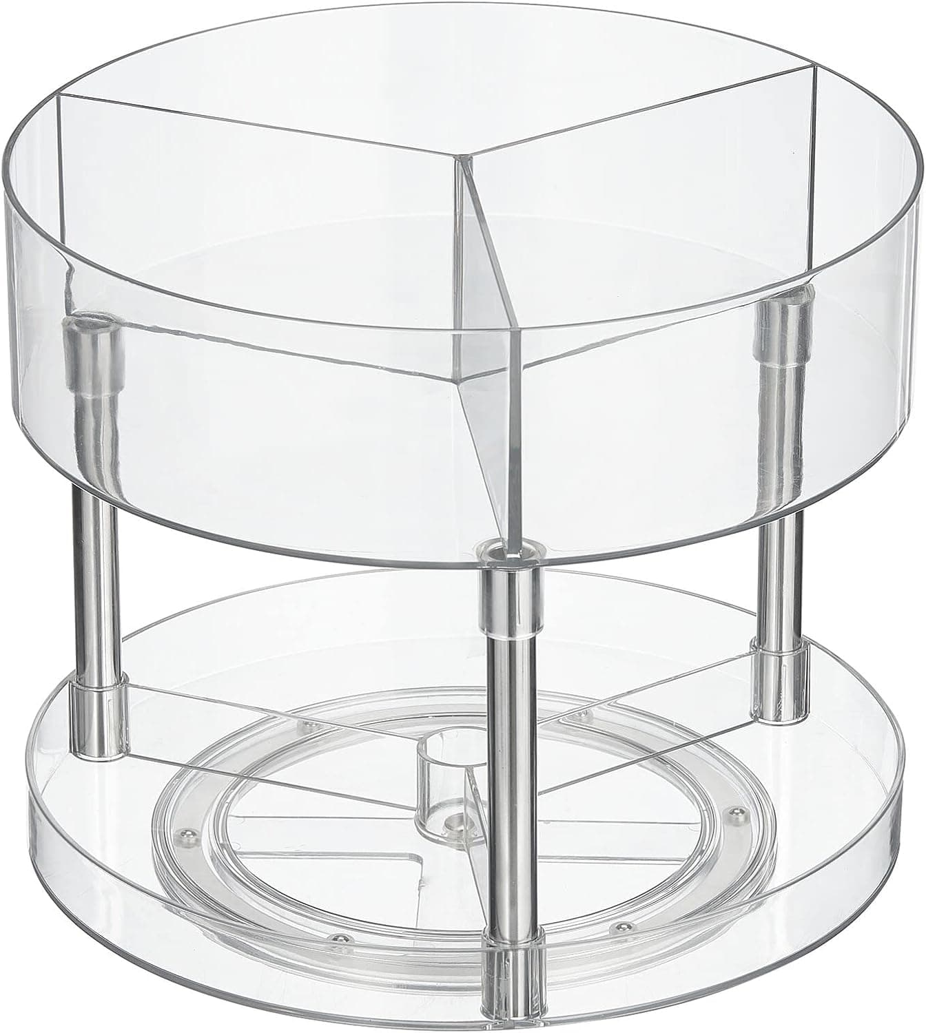 Buy mDesign Lazy Susan Turntable 2-Tier Plastic Divided Spinner for ...