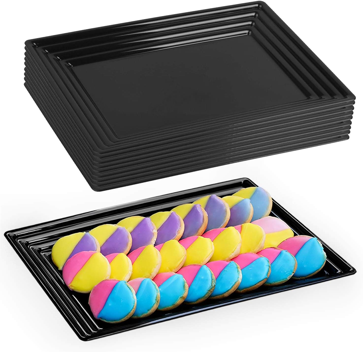Amazon.com | Elegant Disposable Plastic Serving Trays 24 Pcs ...