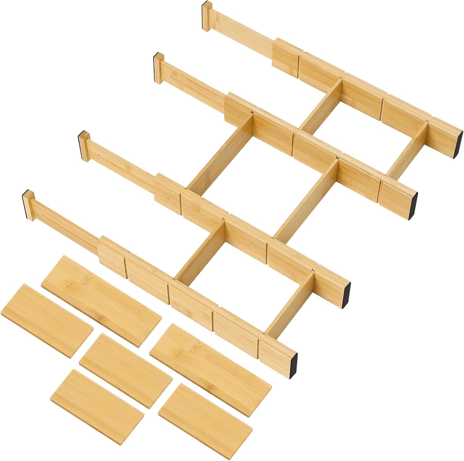Utoplike Bamboo Drawer Dividers with Inserts, 4 pcs Adjustable Kitchen ...
