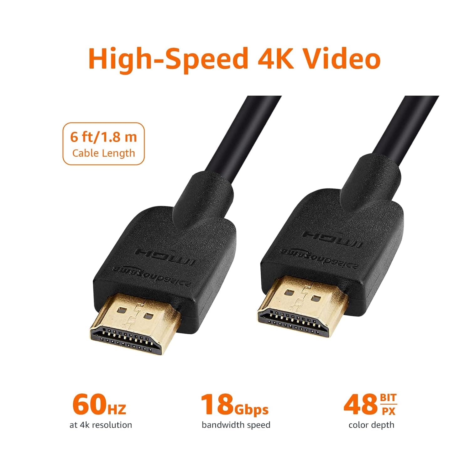 Buy Amazon Basics High-Speed HDMI Cable (18 Gbps, 4K/60Hz) - 6 Feet ...
