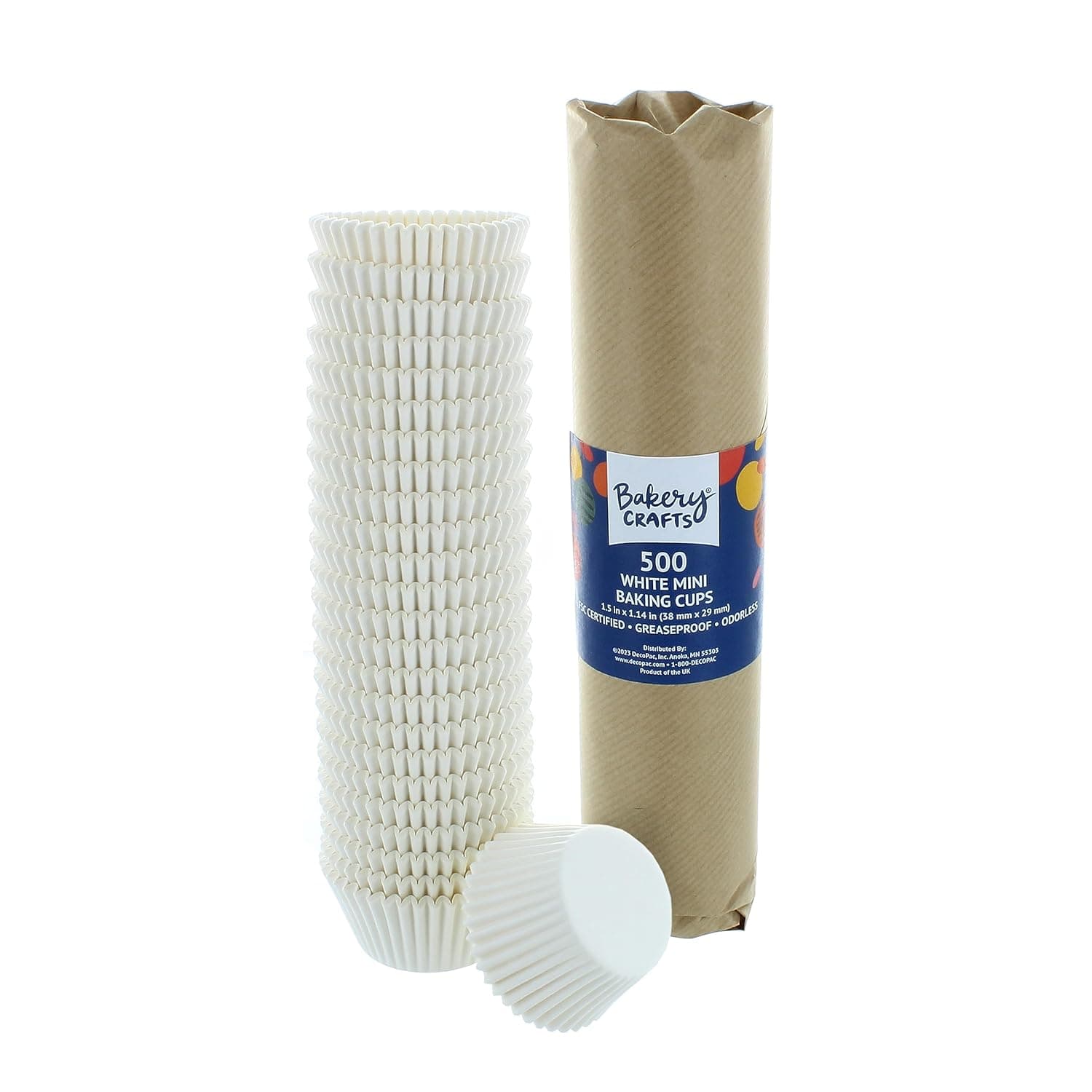 Amazon.com: Bakery Crafts White Mini Baking Cups, 1.2" Cupcake Cases ...