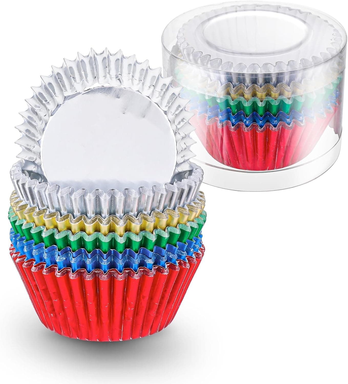 100 Pieces Foil Metallic Cupcake Cases, Aluminum Foil Cupcake Liners ...