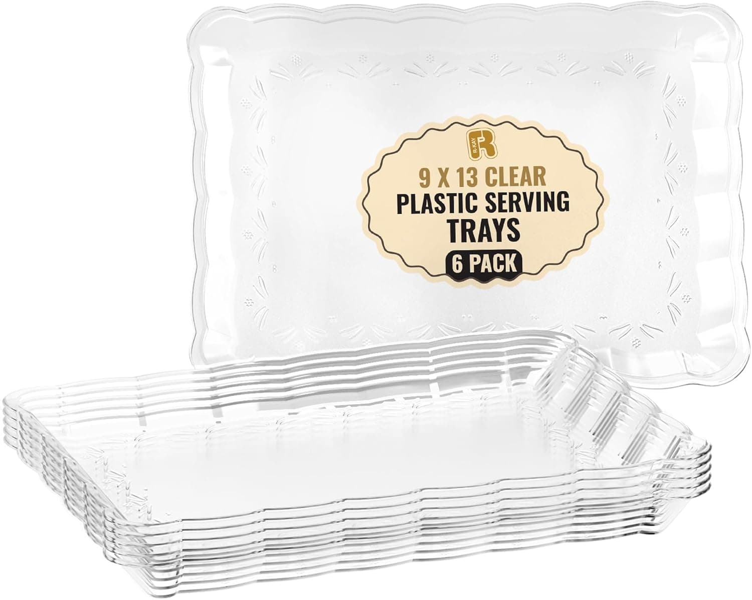 Amazon.com | 6 Pack Clear Plastic Serving Trays for Party, 9 x 13 Inch ...
