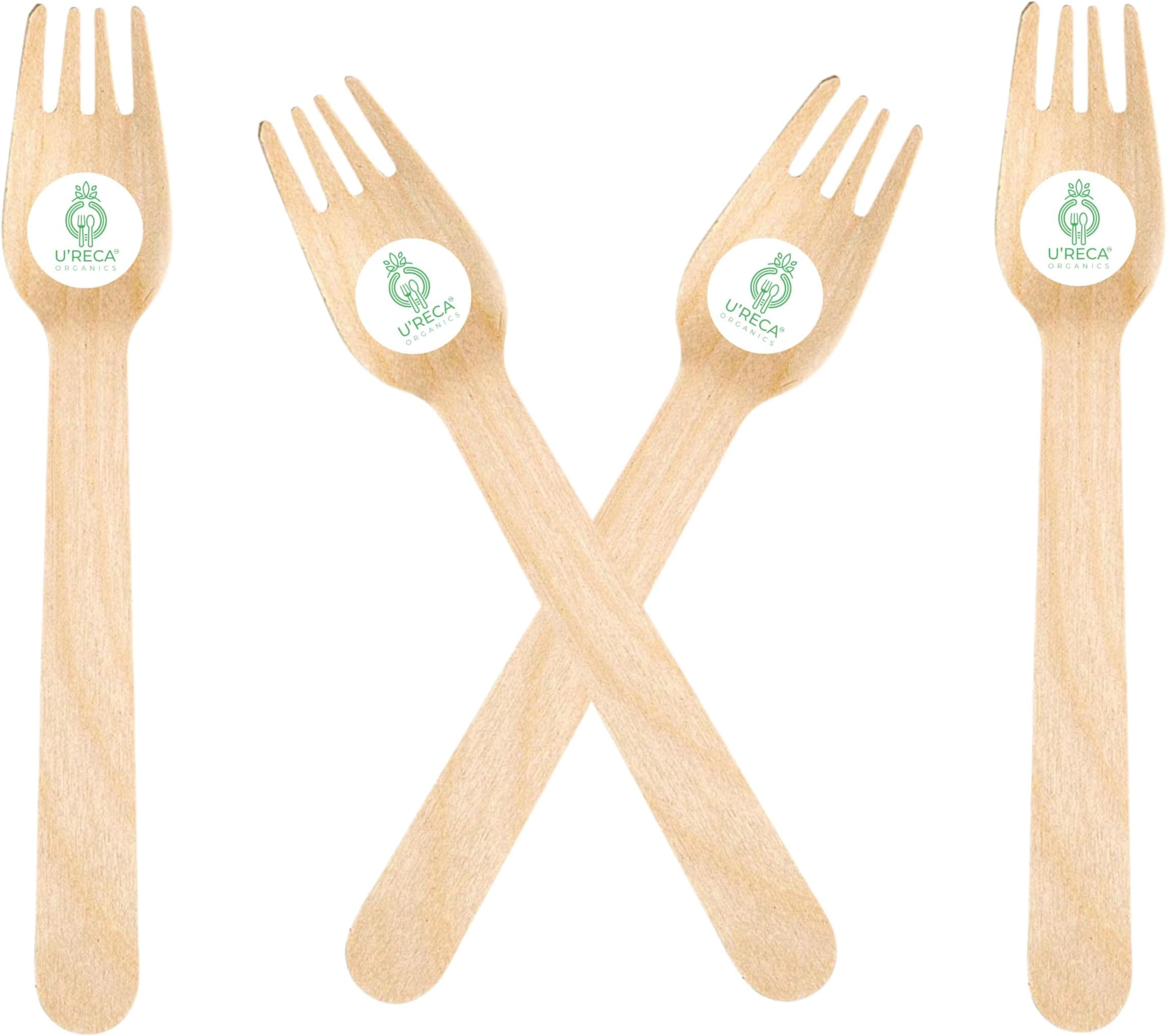 Disposable Wooden Forks - Pack of 100 - Eco Friendly Biodegradable ...