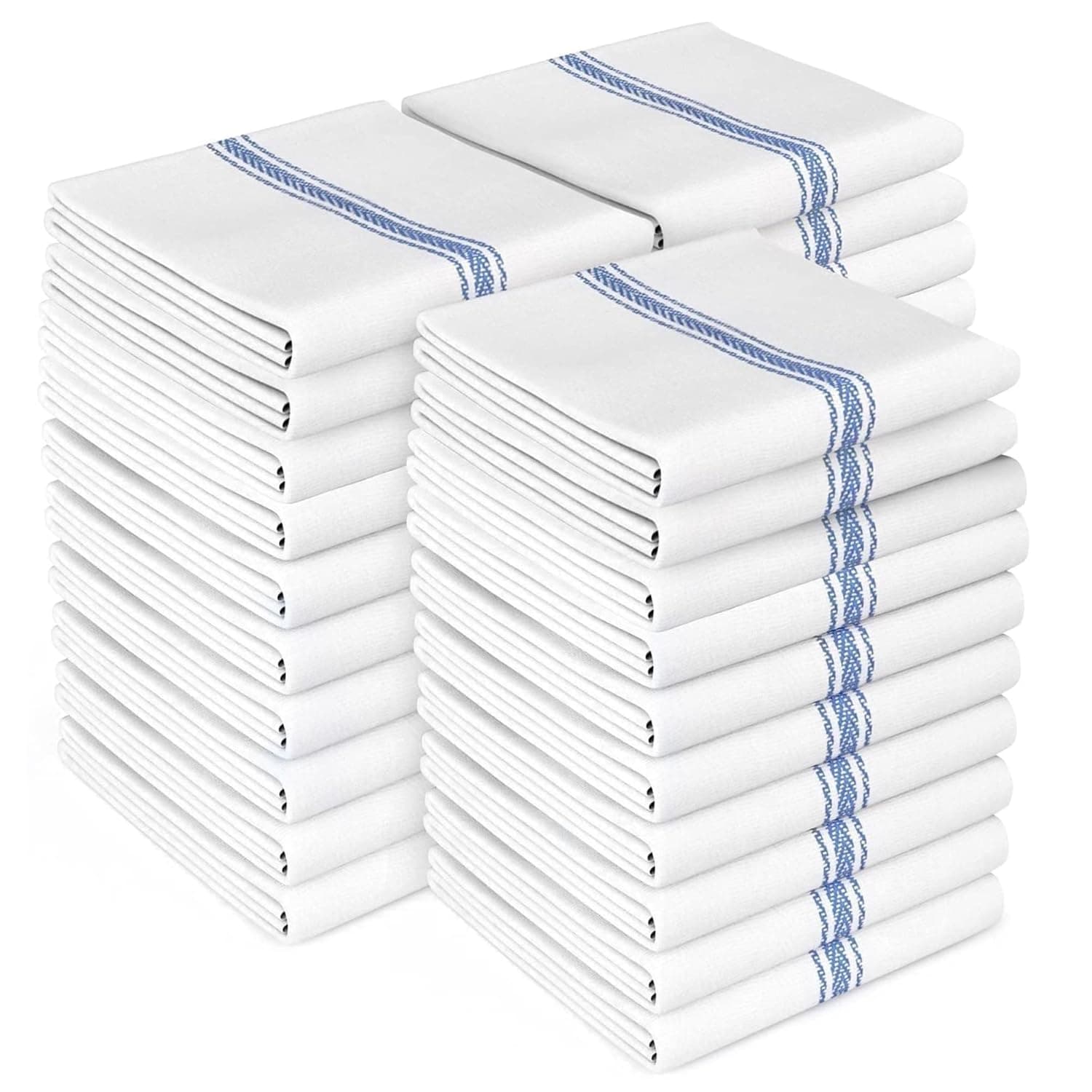 Zeppoli Classic White Kitchen Towels, 30-Pack 100% Natural Cotton Dish ...