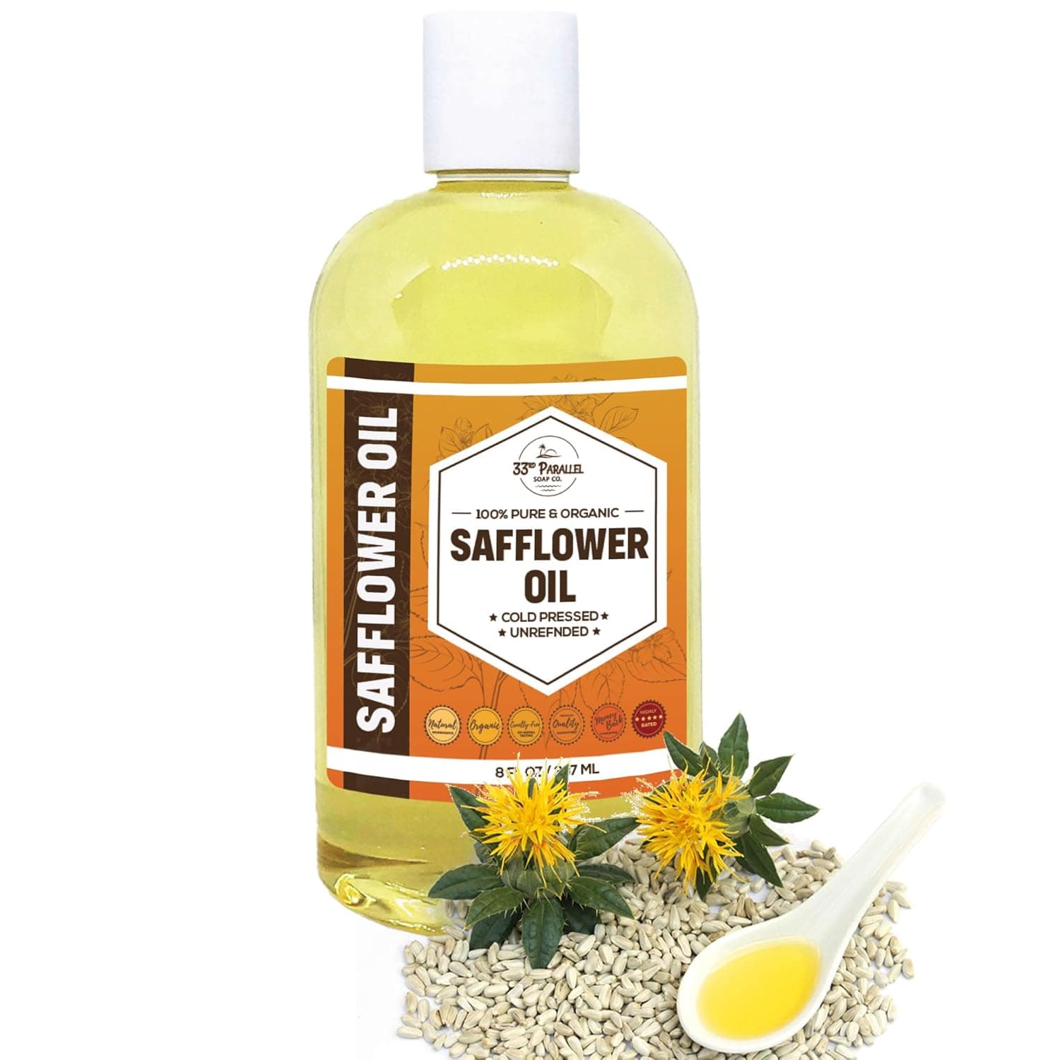 Amazon.com : ORGANIC SAFFLOWER OIL (8 oz) Premium Cold Pressed ...