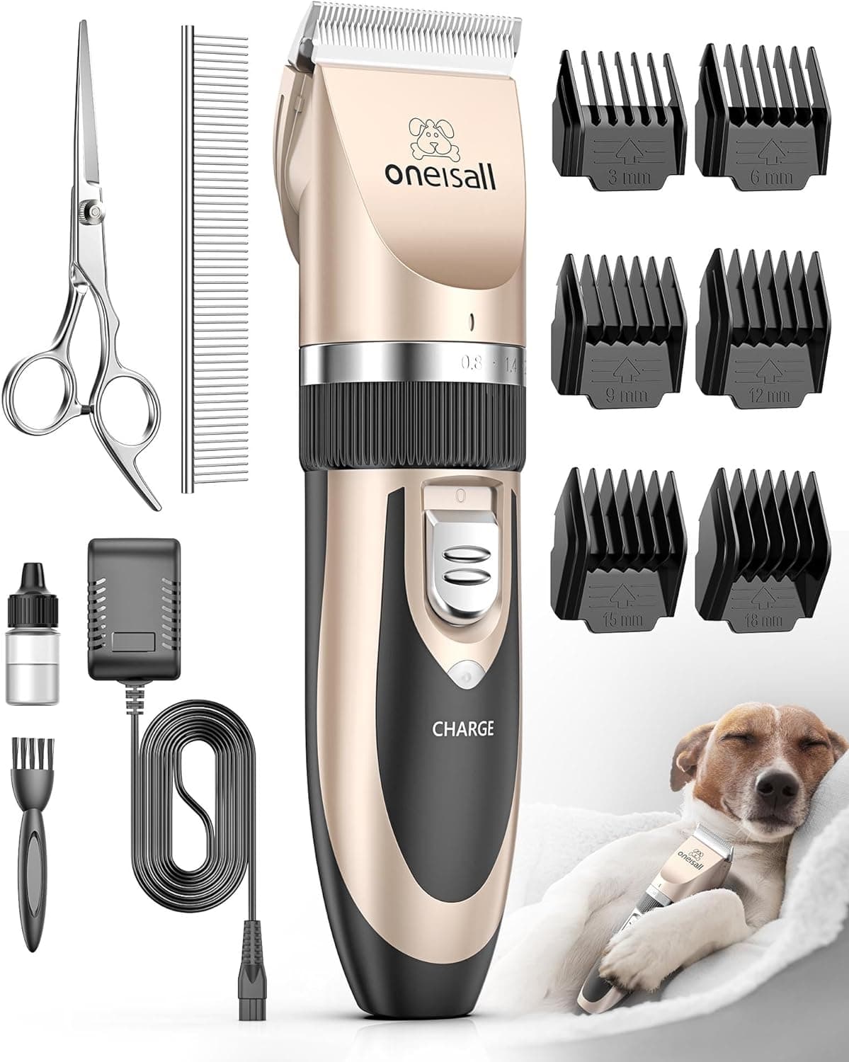 oneisall Dog Clippers Low Noise,Dog Grooming Clippers, Cordless Pet ...