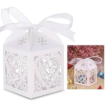 White Wedding Party Favor Boxes