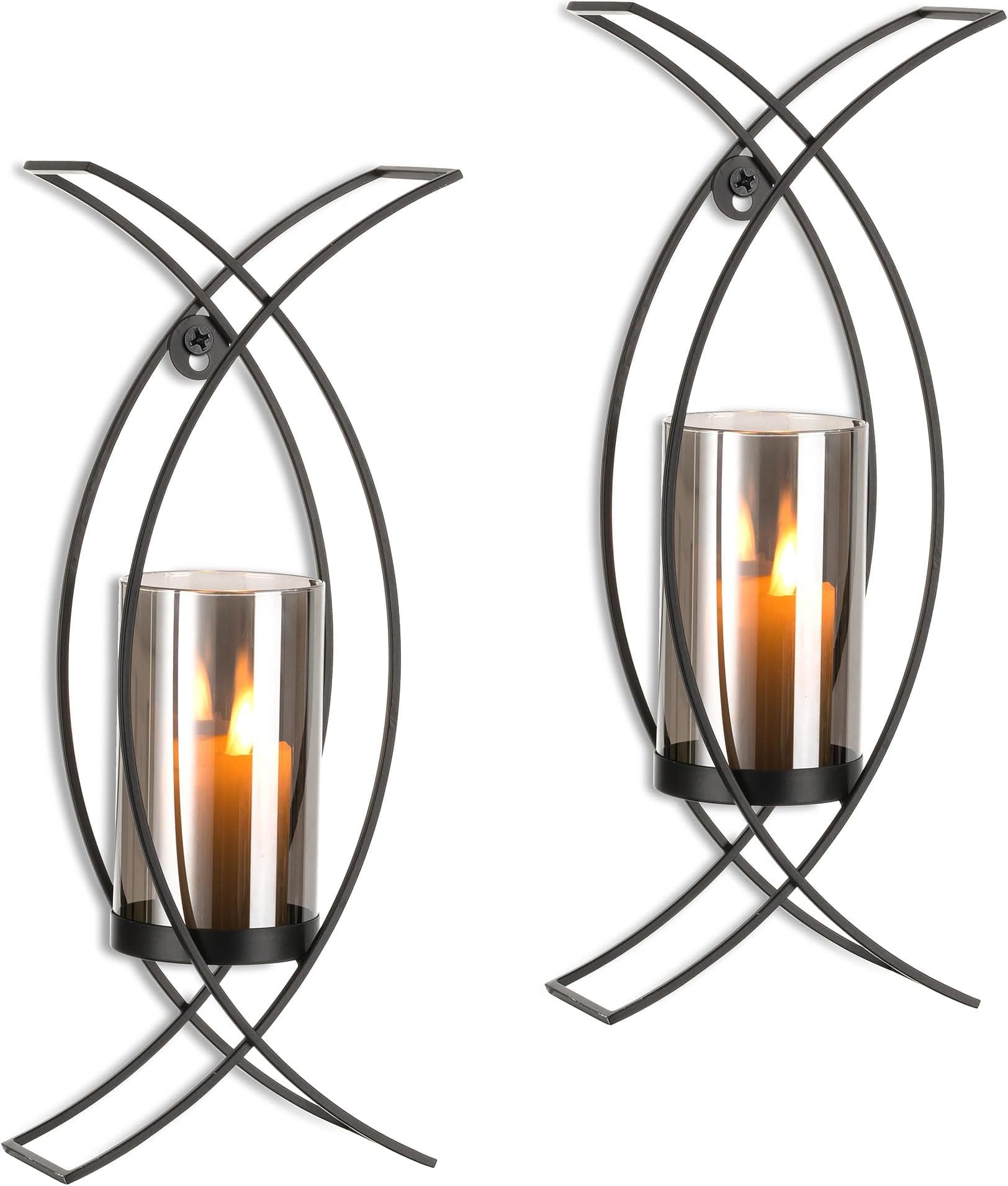 Amazon.com: Walasis Candle Sconces Decorative Wall Decor Set of 2 Black ...