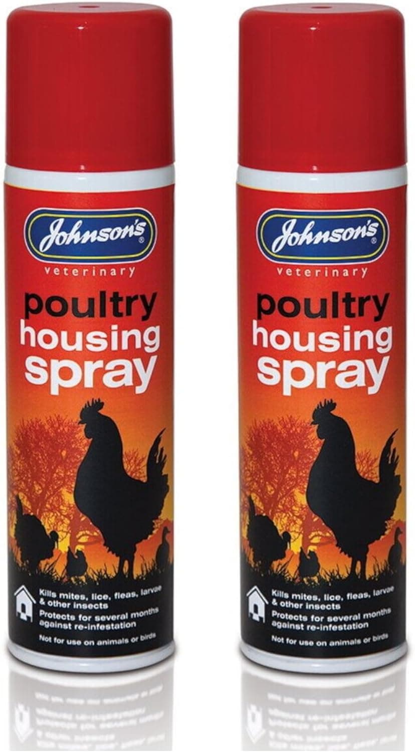 2 Pack JOHNSONS Veterinary Poultry HOUSING Spray 250ML Kills Mites LICE ...