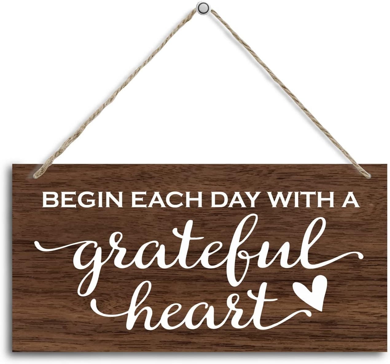 Amazon.com: Hanging Inspirational Wood Decor Sign, Begin Each Day With ...