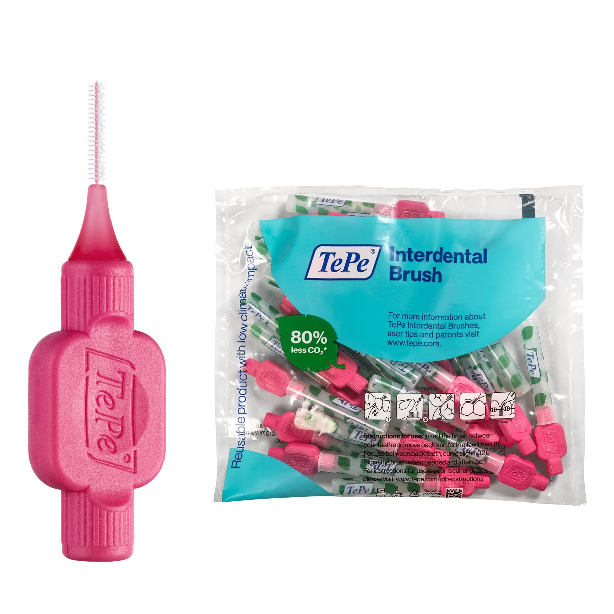 TePe Original Interdental Brushes 0.4 mm Pink (Pack of 25) Multi Pack ...