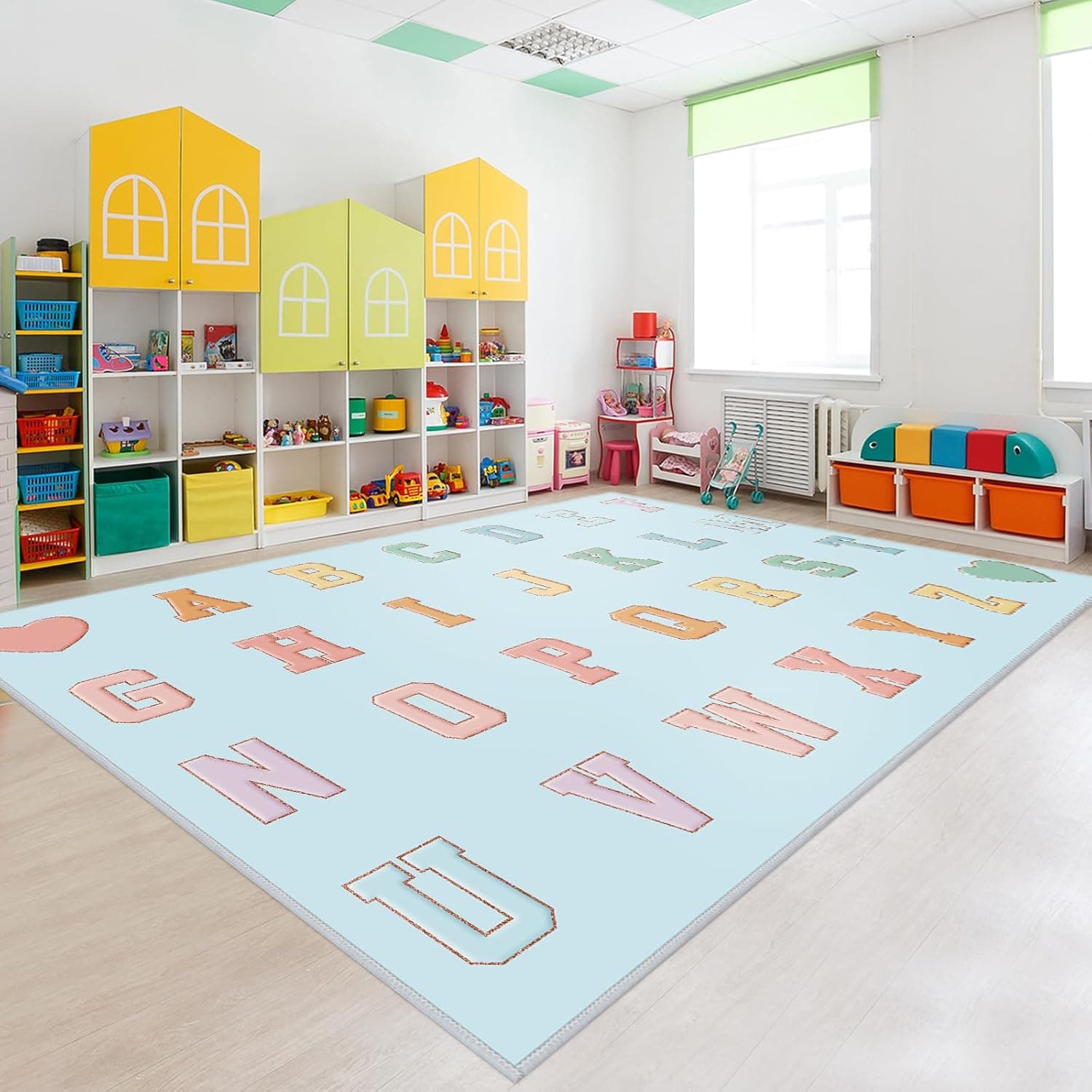 26 Alphabet Educational Area Rug Large Multicolor Play Carpet Classroom ...