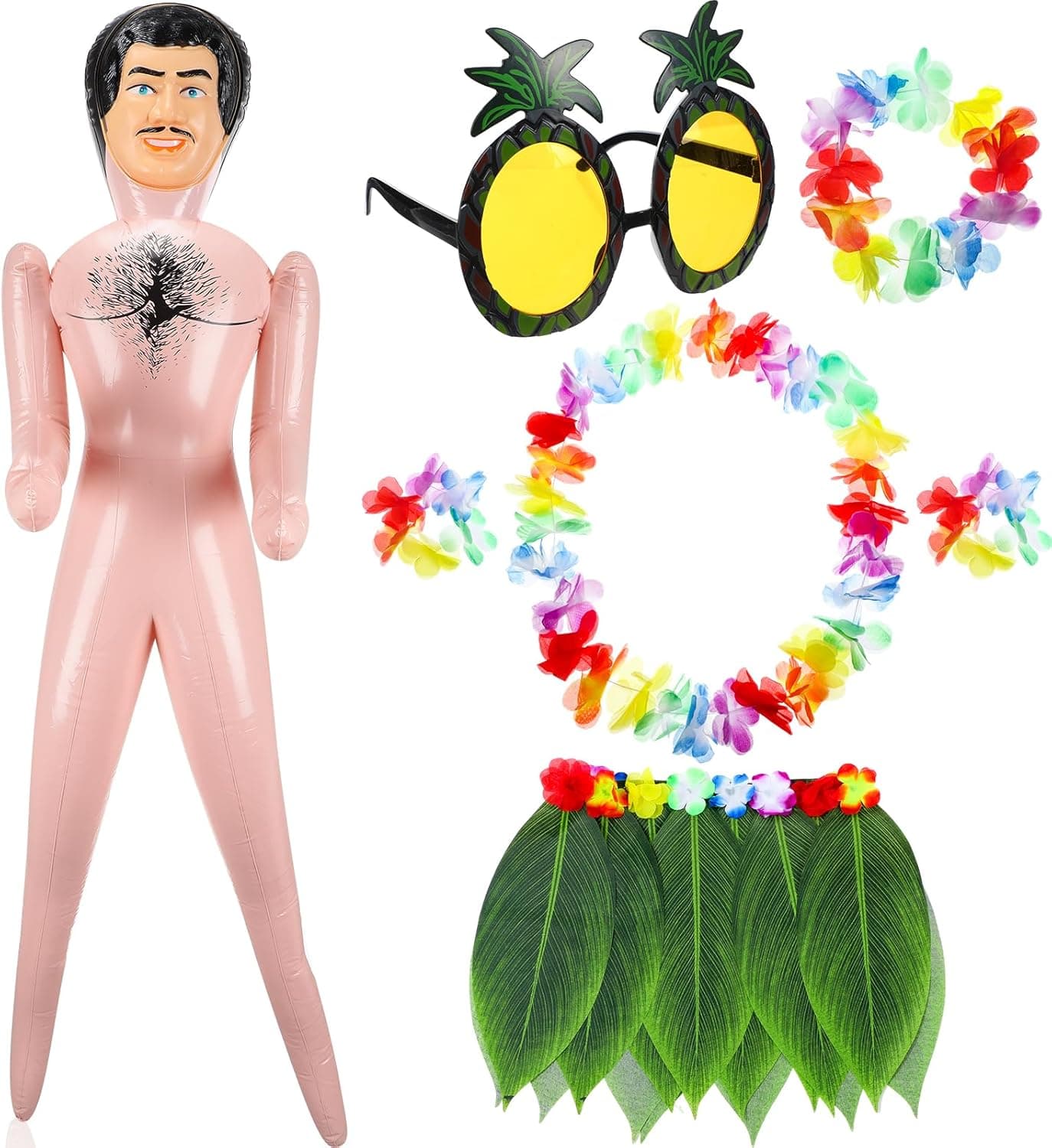 Amazon.com: PullCrease 15 Pcs Hawaiian Inflatable Dress up Doll Set ...