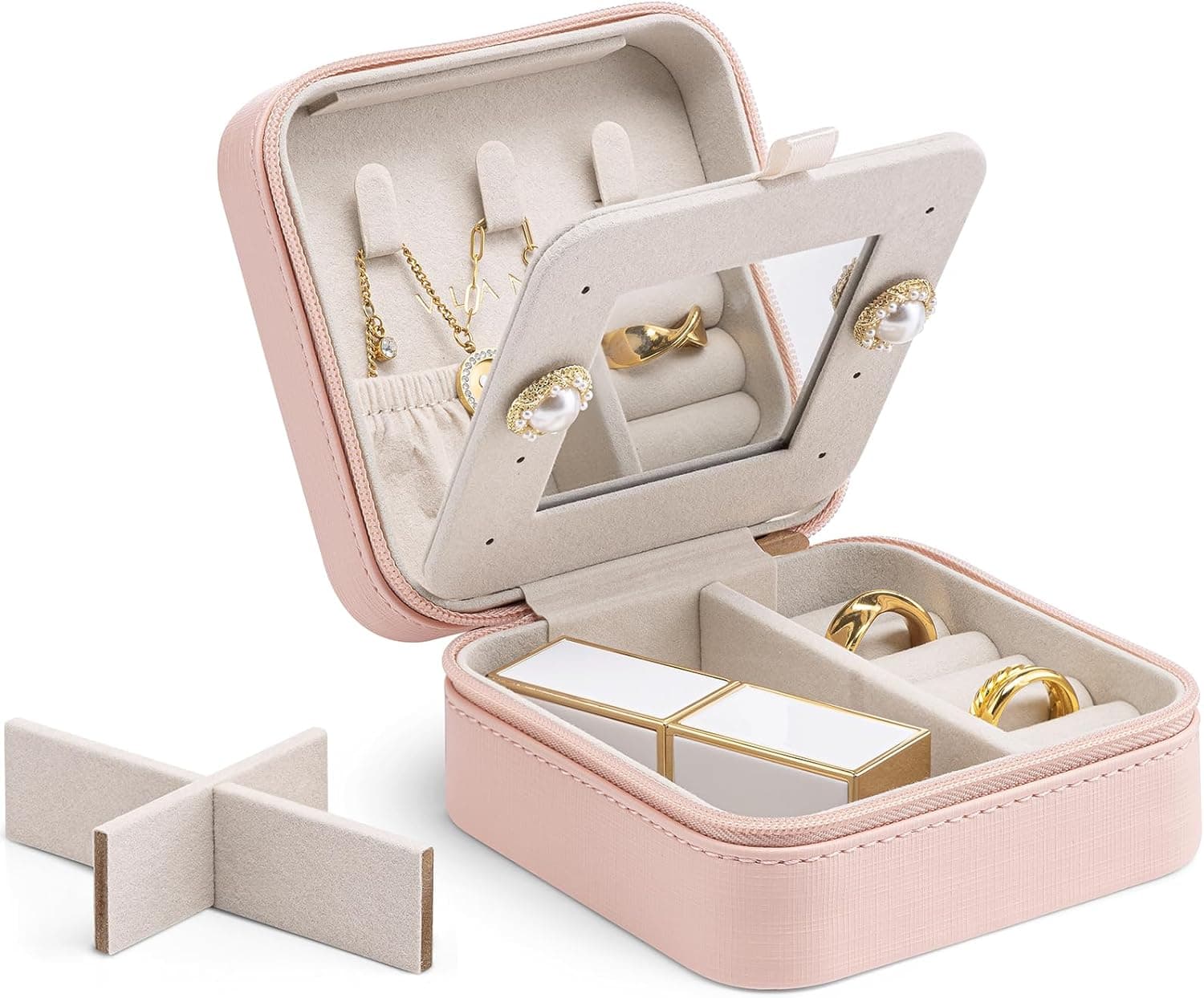 Vlando Small Faux Leather Travel Jewellery Box Organizer Display ...