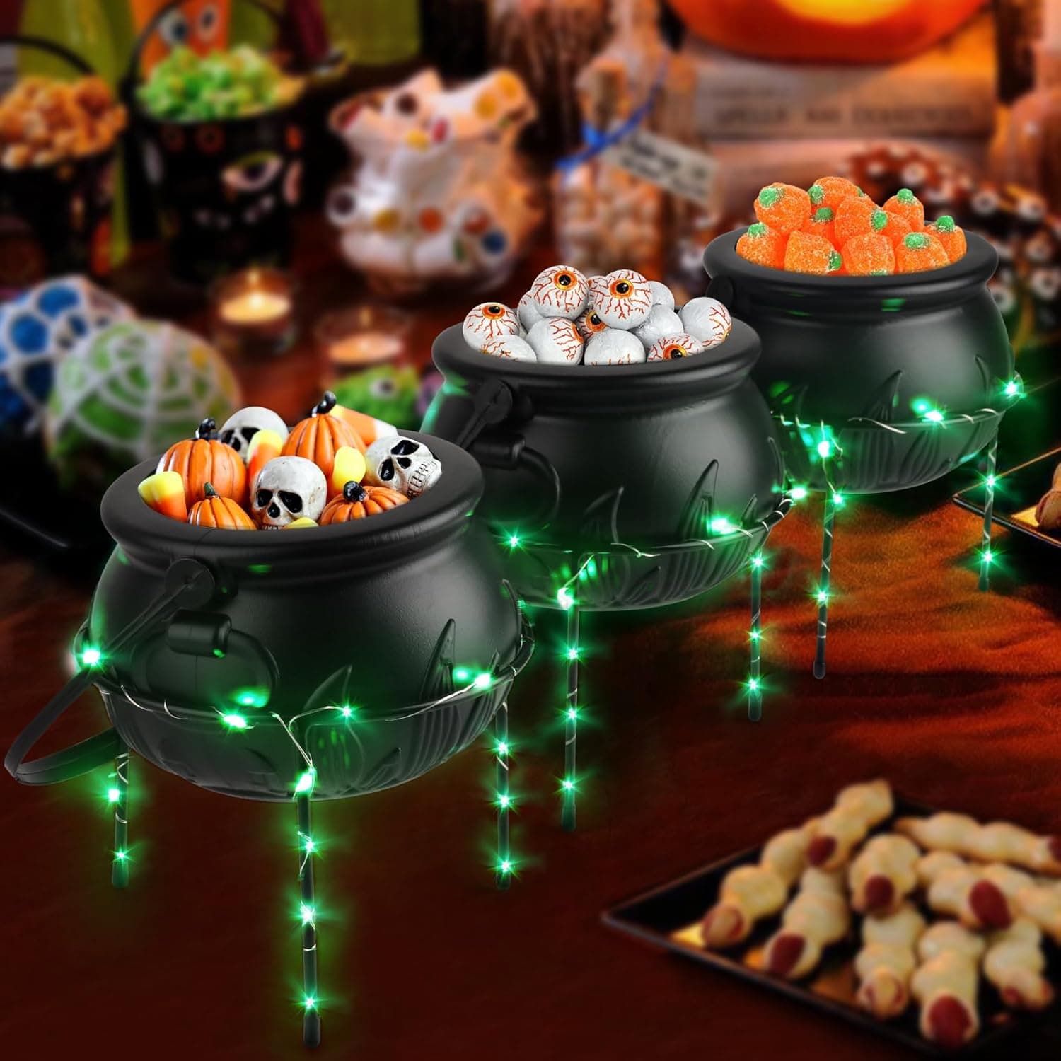 Amazon.com | Hooqict Halloween Decor Witches Cauldron Black Candy Bowl ...