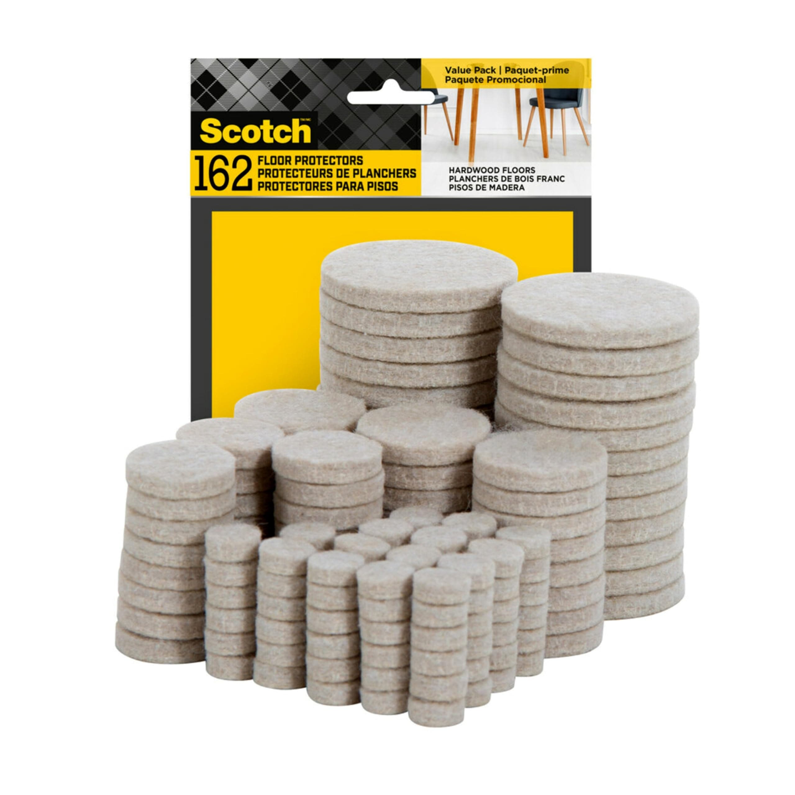Scotch Felt Pads 162 PCS Beige, Felt Furniture Pads for Protecting ...