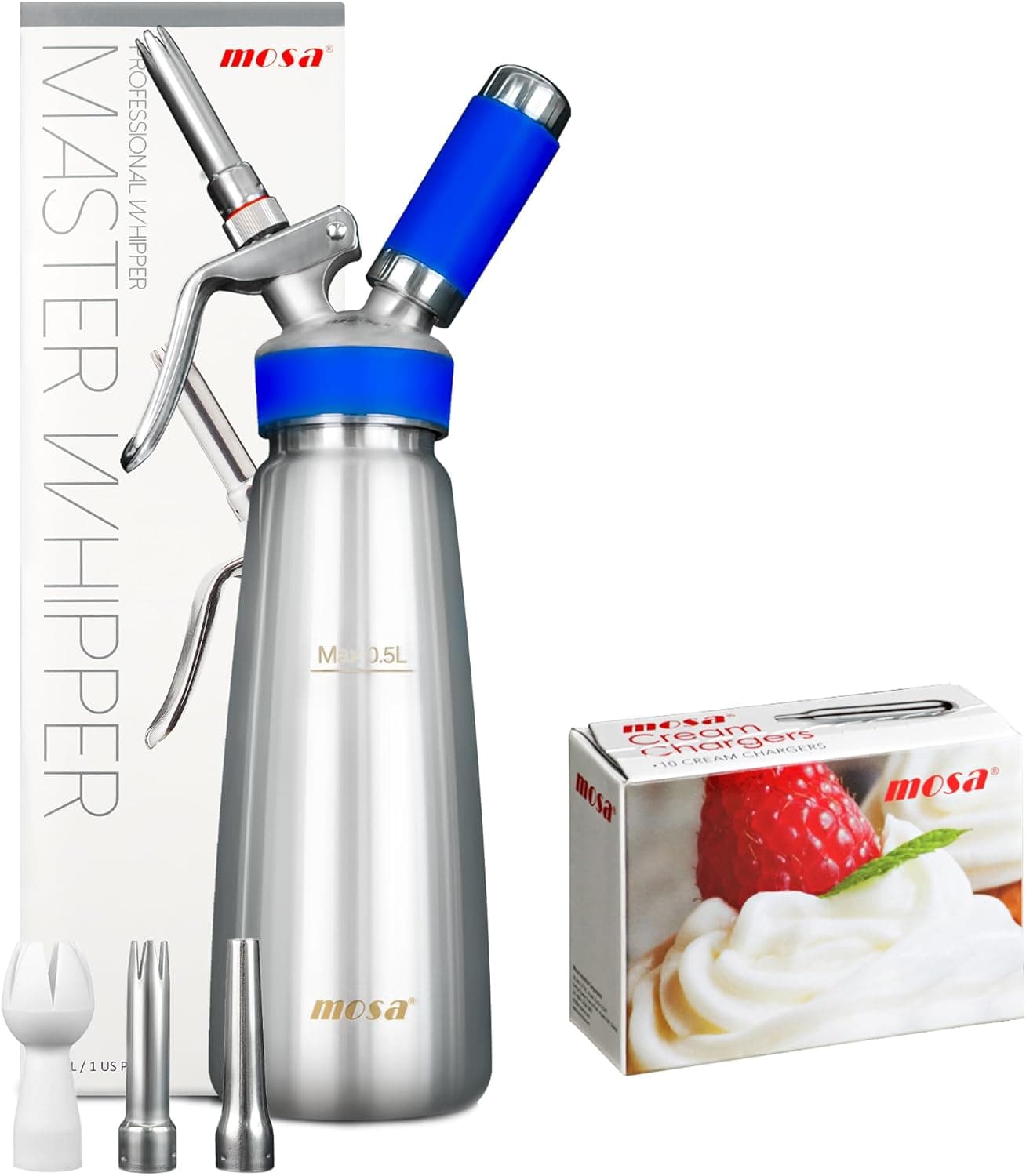 Amazon.com: Mosa Professional Stainless Steel Whipped Cream Dispenser ...