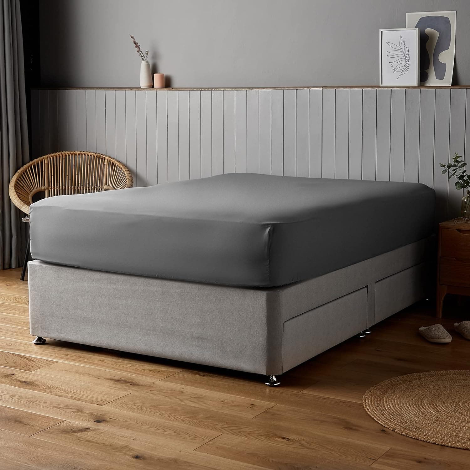 Silentnight Supersoft Double Fitted Sheet - Charcoal Grey Deep Fitted ...