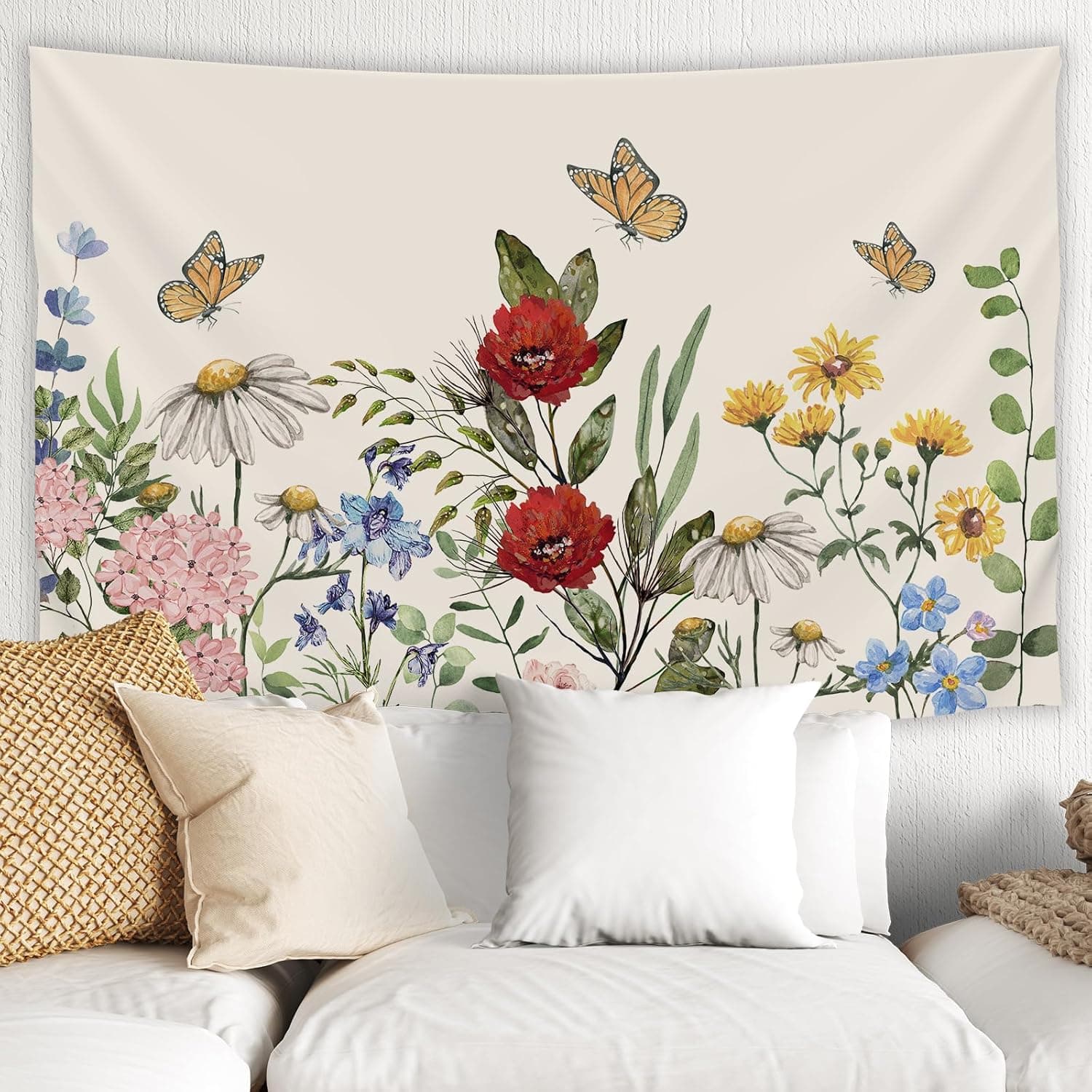 Amazon.com: JarThenaAMCS Vintage Floral Tapestry Spring Wildflower Wall ...
