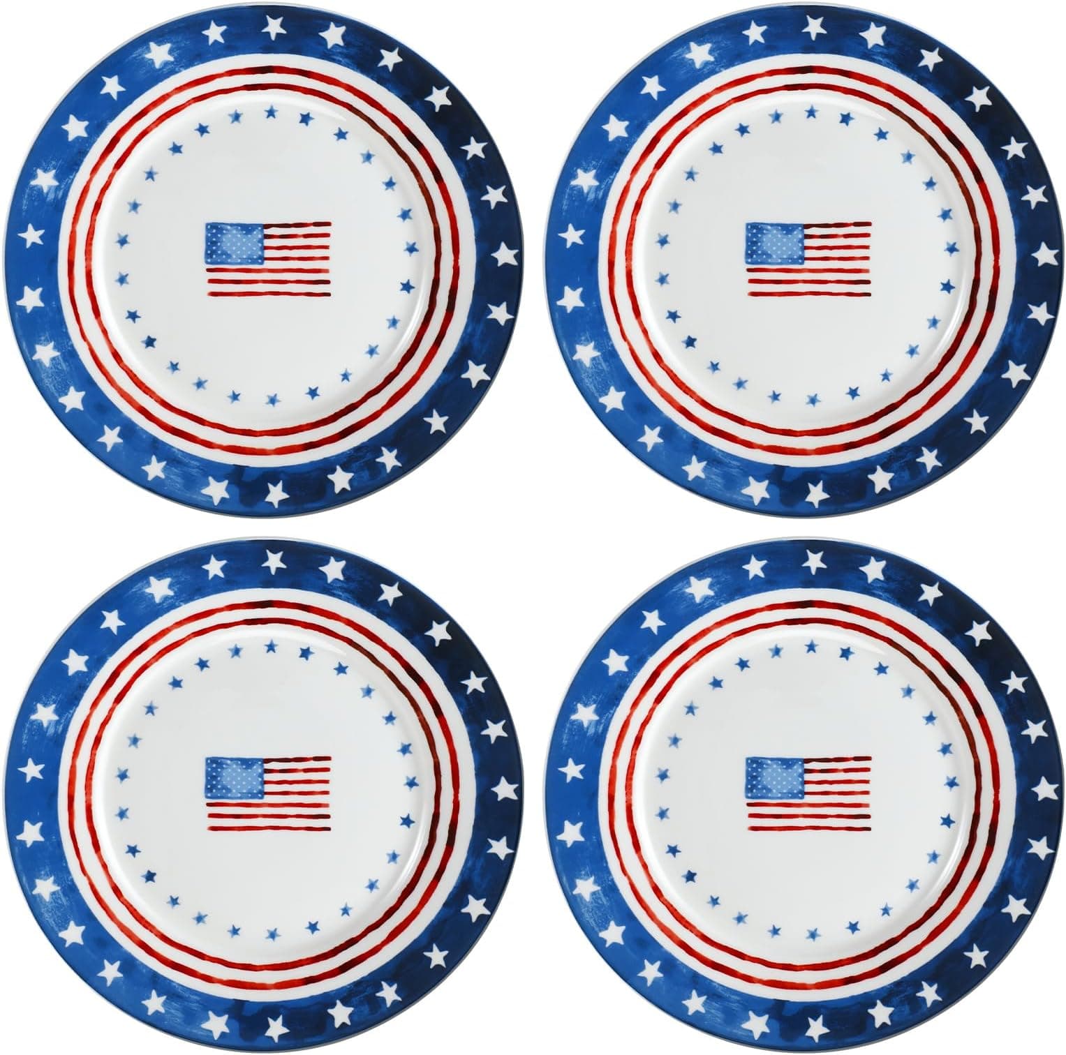 Amazon.com: Jinei 4 Pcs 10 Inch 4th of July China Plates Patriotic ...