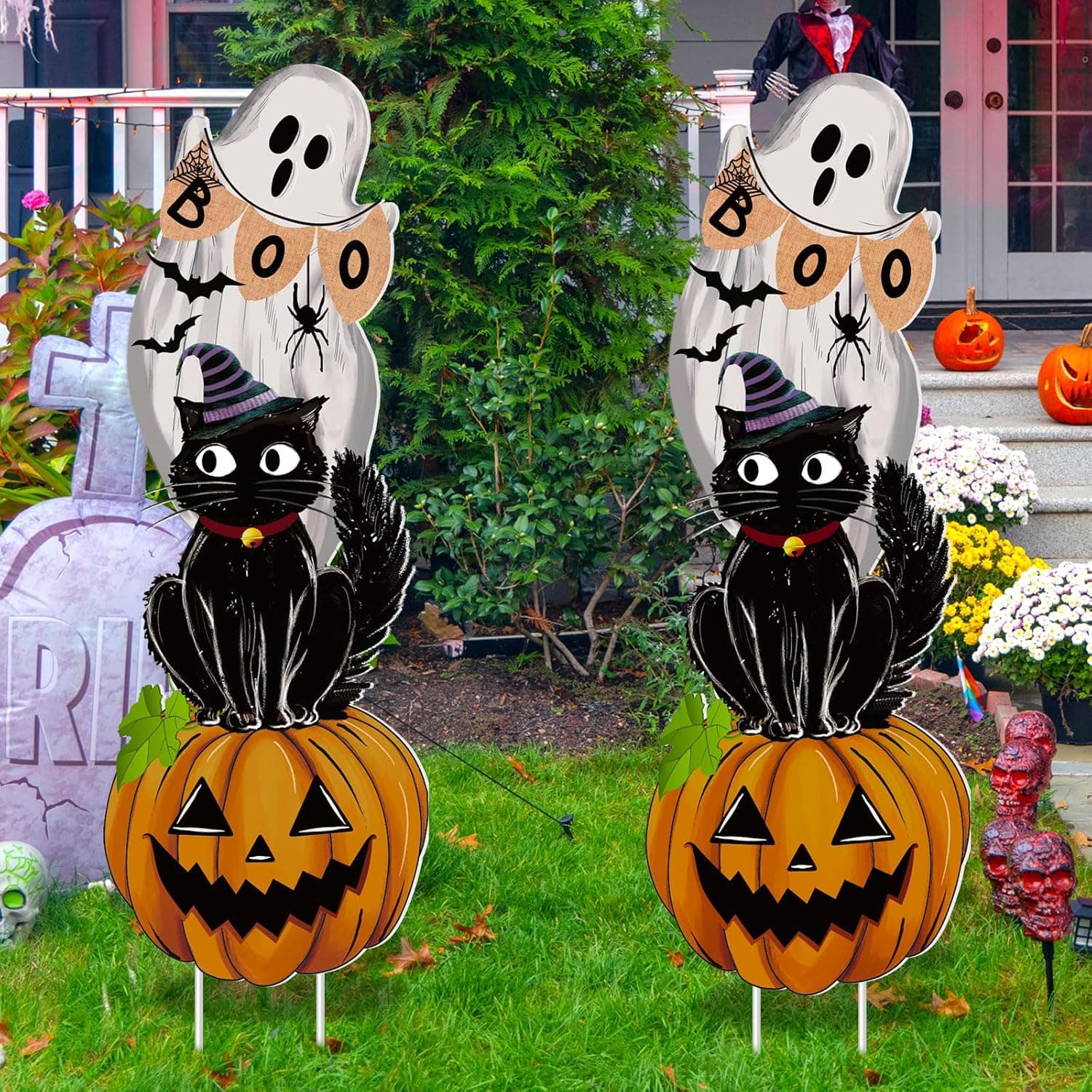 Amazon.com : 2 Set Halloween Yard Signs Large with Stakes for 39 Inch ...