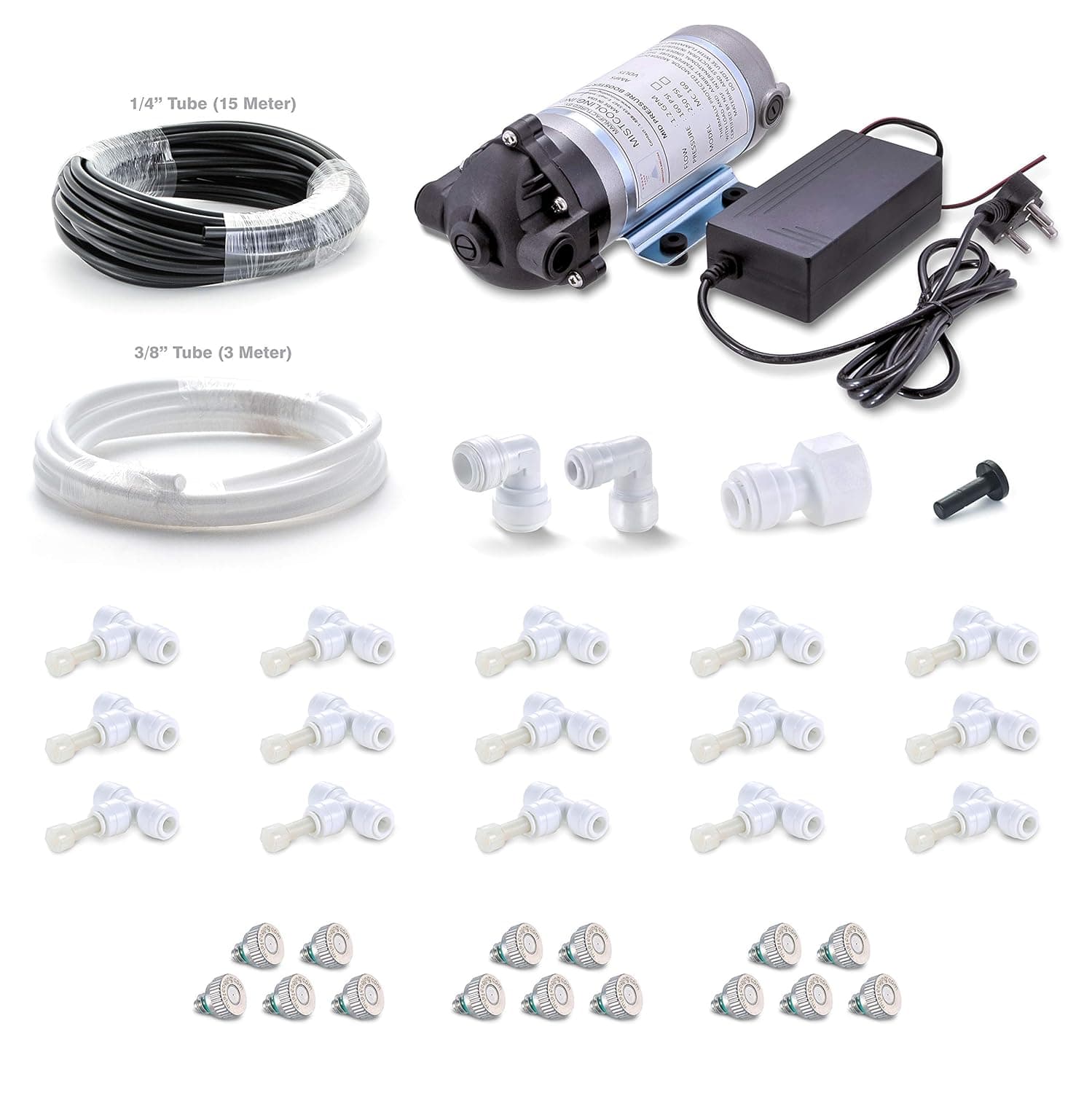 COOLMIST Mistcooling Misting System 15 Nozzle DIY Kit with Water Mist ...
