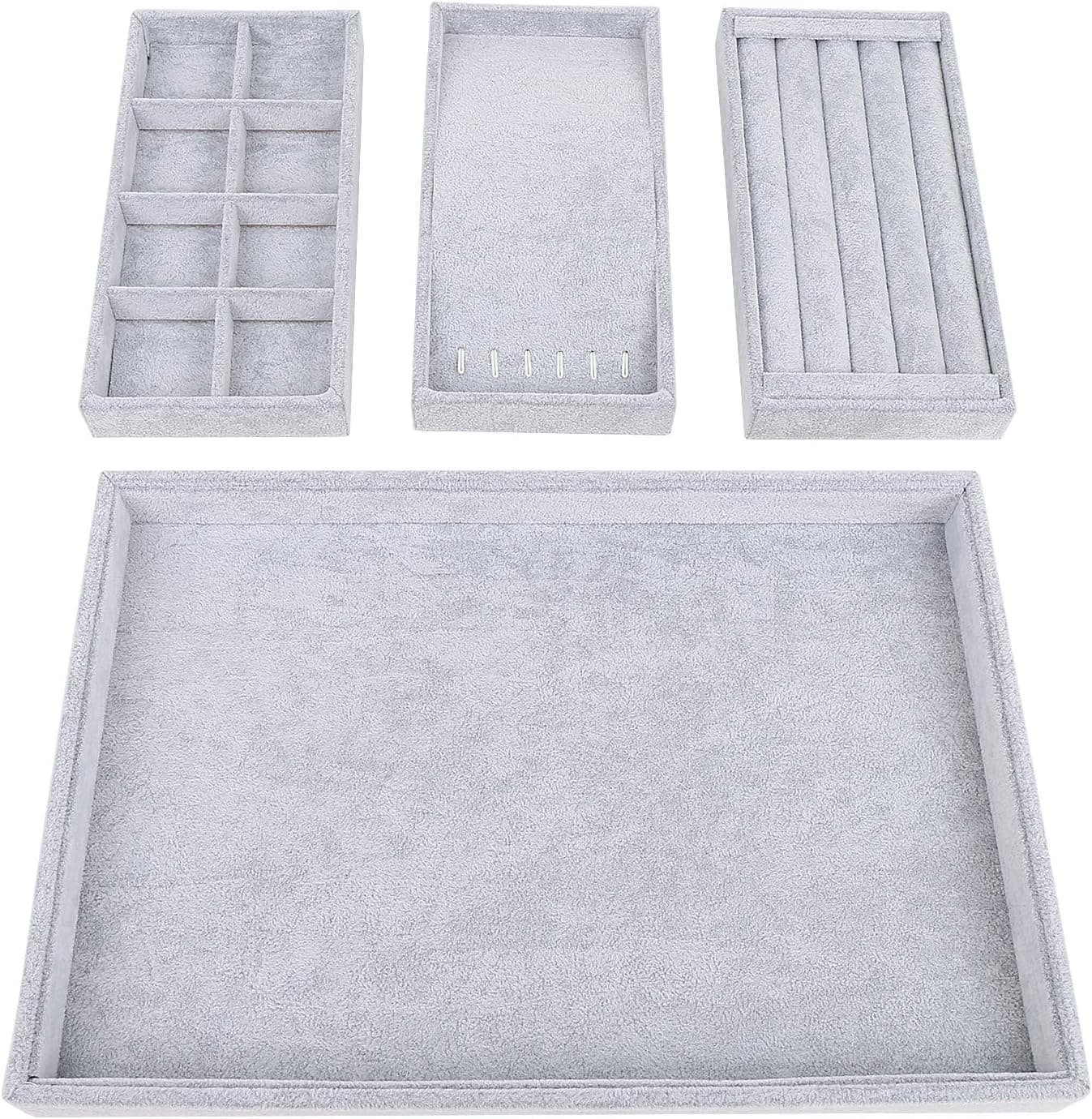 Amazon.com: Velvet Jewelry Trays Organizer for Drawers,4 Pack Stackable ...