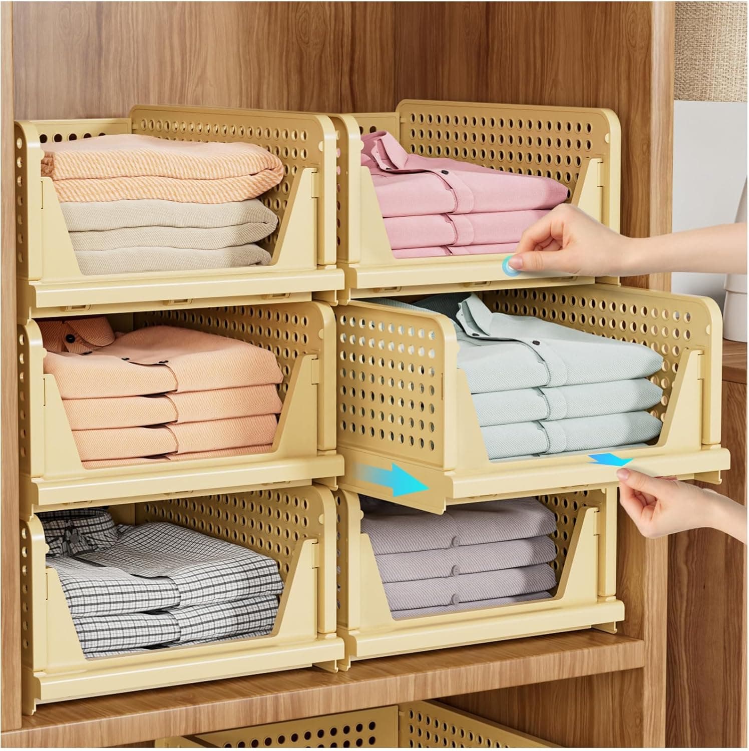 SNSLXH 5 Pack Stackable Closet Storage Boxes, Multifunctional ...