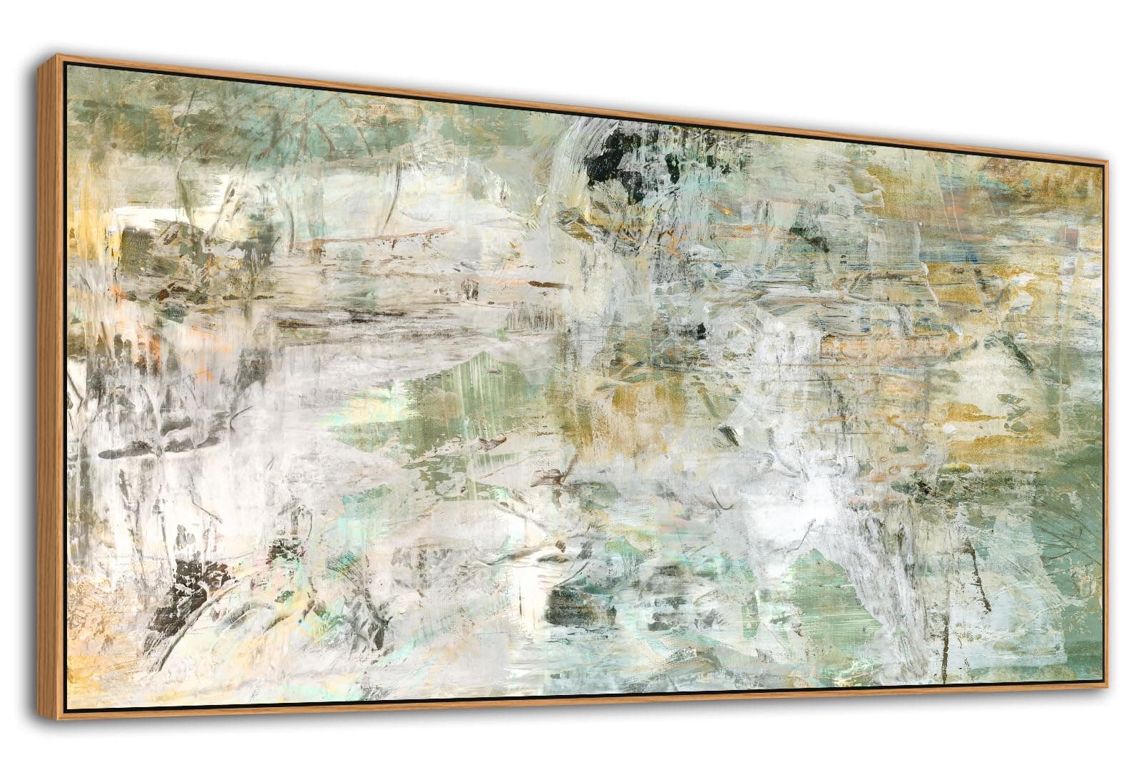 Brown Green Abstract Wall Art - Framed Unearthed World Abstract Canvas ...