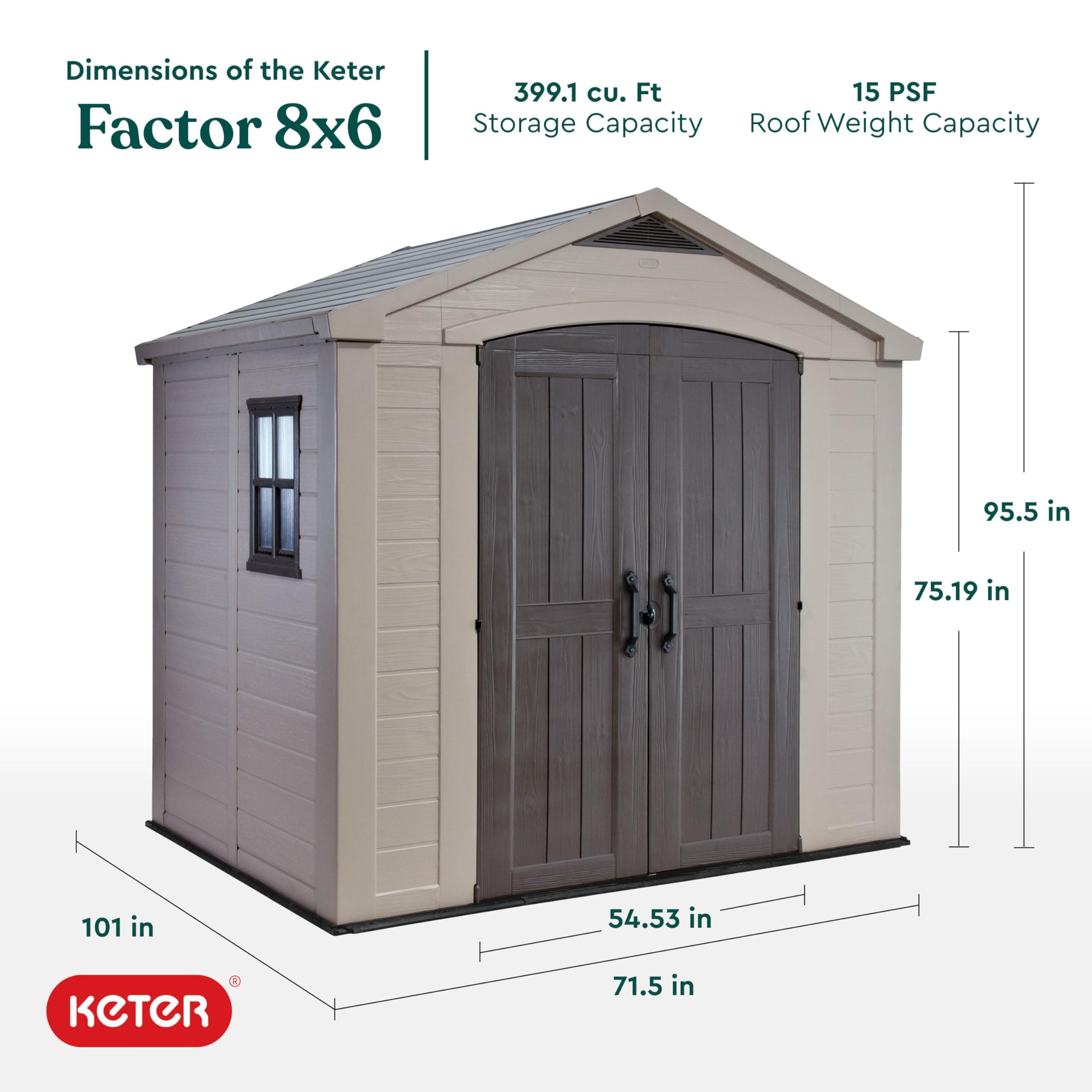 Keter Factor 8x6 Large Resin Outdoor Storage Shed for Patio Furniture ...