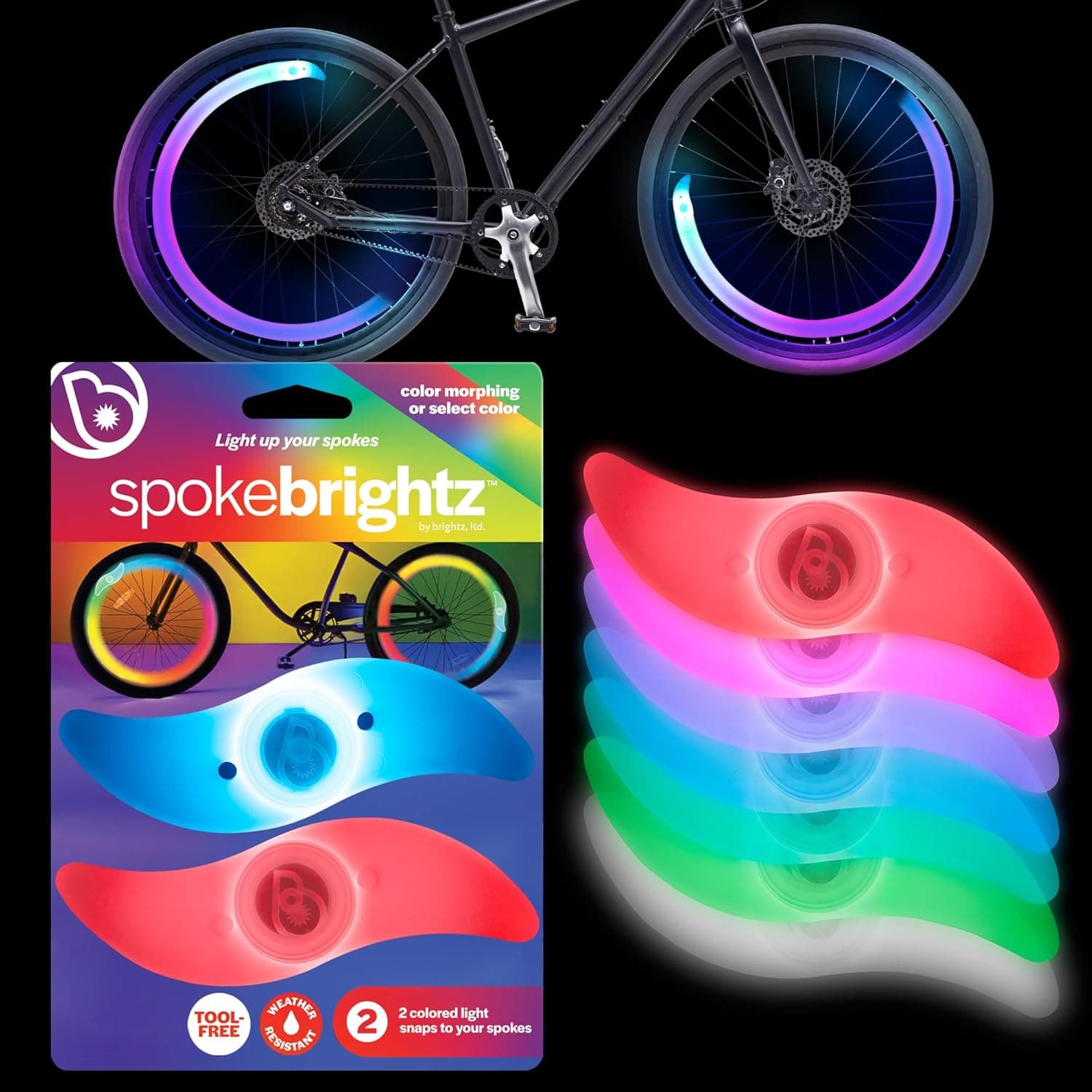 Amazon.com : Brightz SpokeBrightz 2-Pack LED Bike Wheel Lights - Color ...